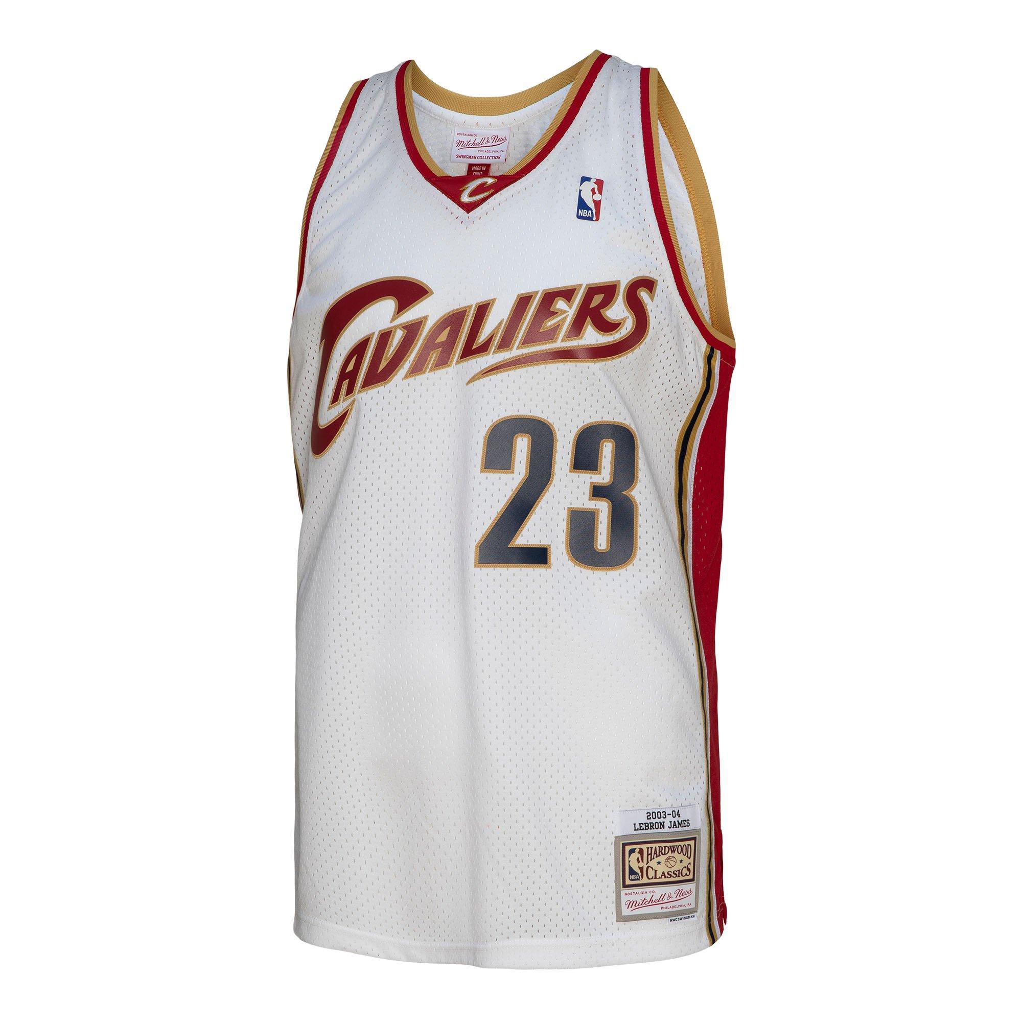 Mitchell & Ness Men's Cleveland Cavaliers Lebron James Jersey-White - WHITE Thumbnail View 3