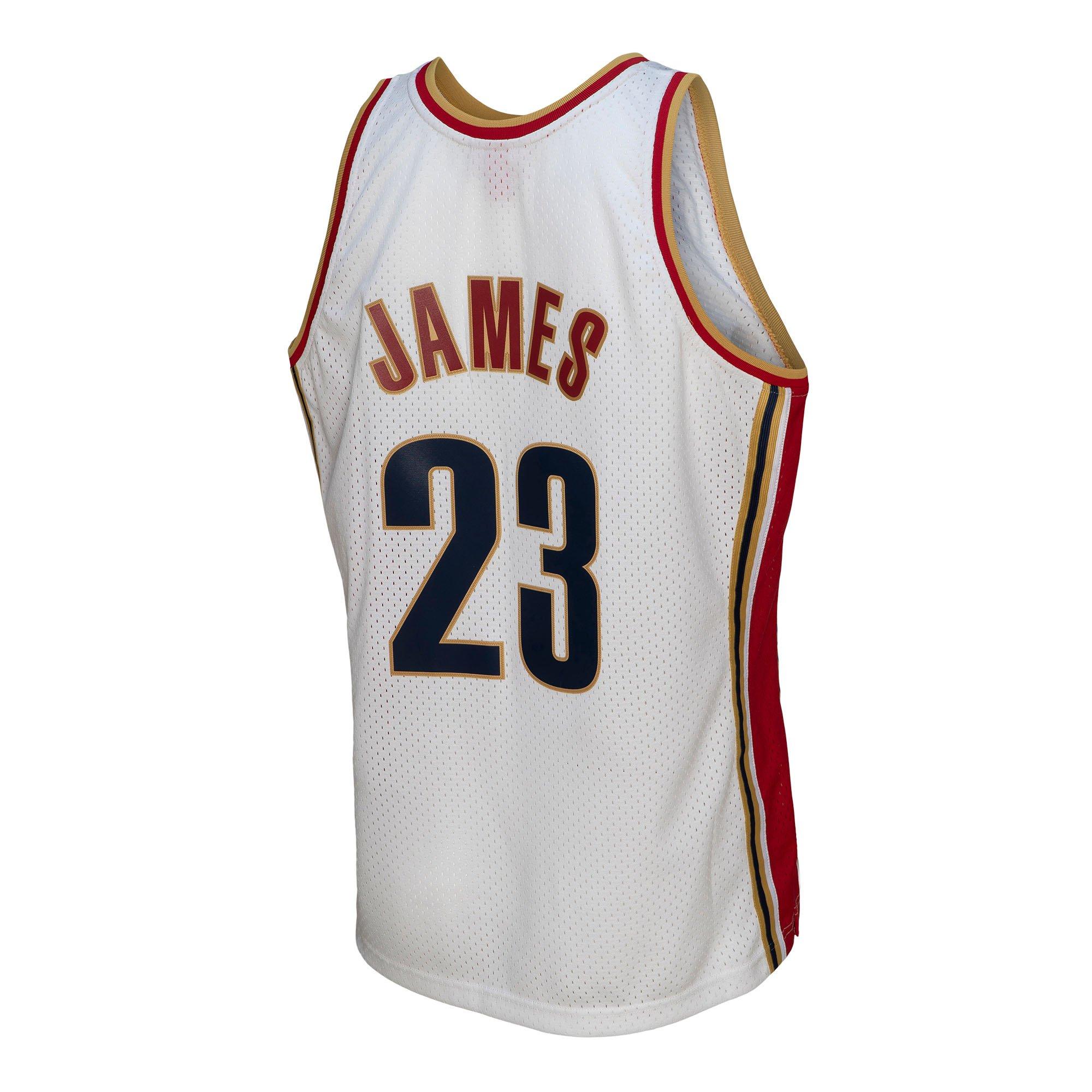 Mitchell & Ness Men's Cleveland Cavaliers Lebron James Jersey-White - WHITE Thumbnail View 4