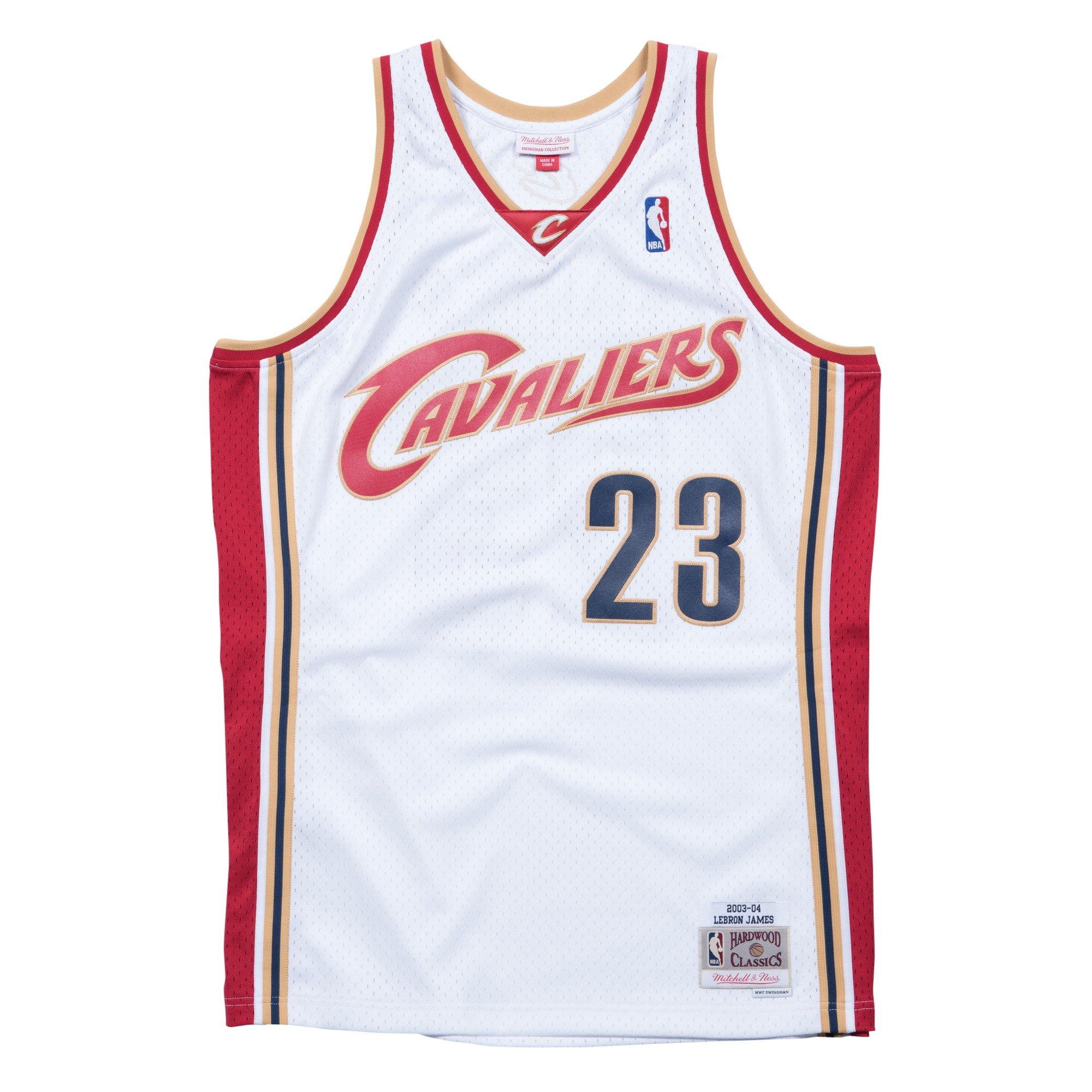 Mitchell & Ness Men's Cleveland Cavaliers Lebron James Jersey-White - WHITE Thumbnail View 1