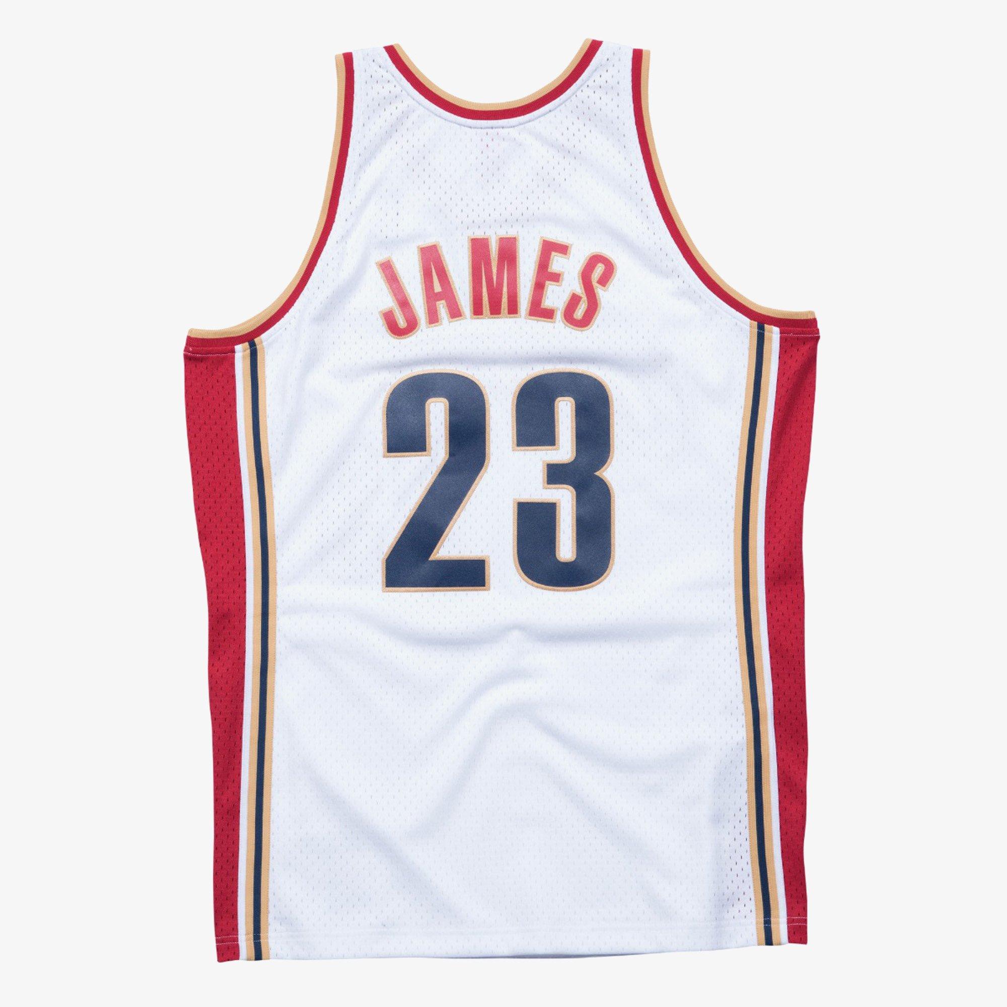 Mitchell & Ness Men's Cleveland Cavaliers Lebron James Jersey-White - WHITE Thumbnail View 2