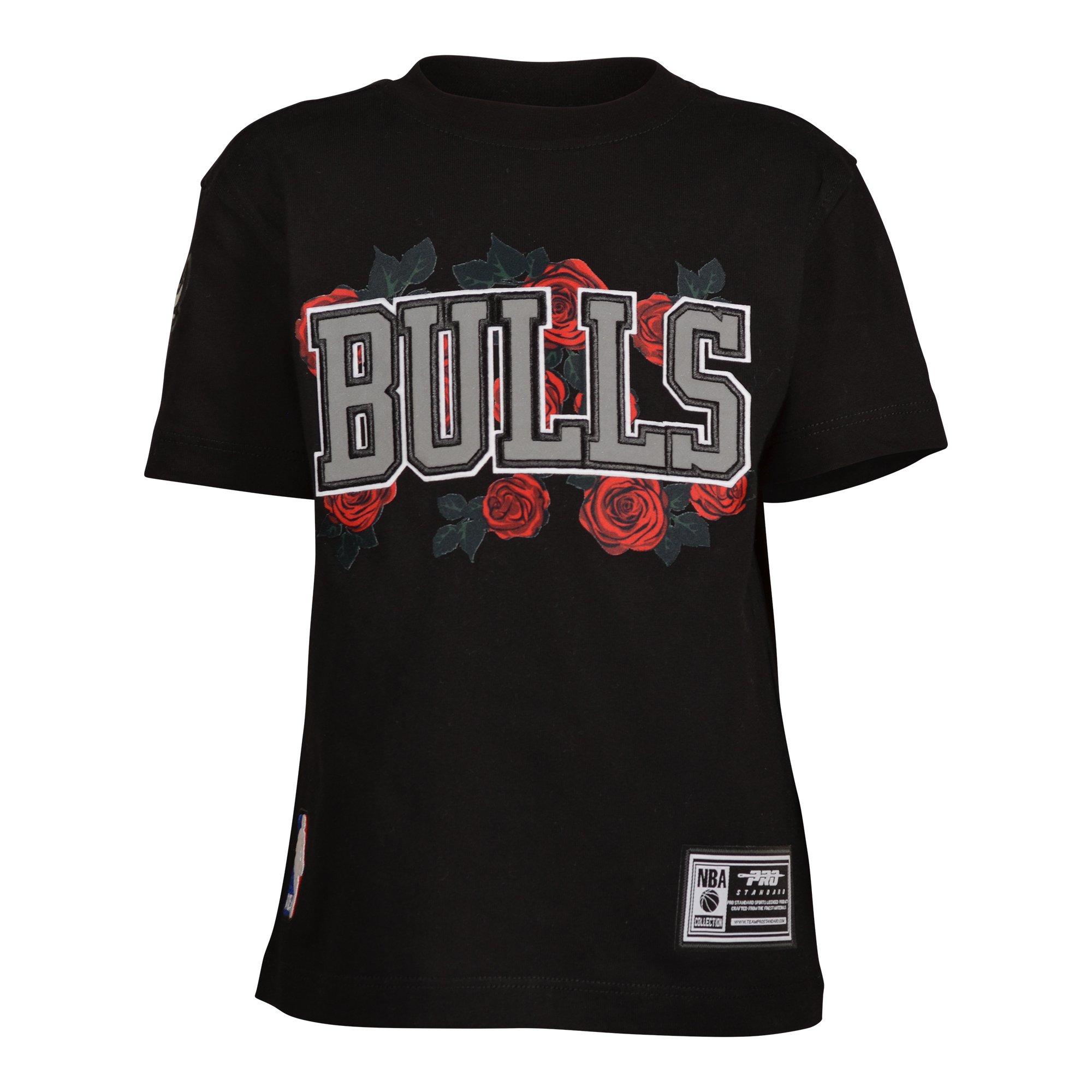 Pro Standard Chicago Bulls Metallic Roses Short Sleeve Tee-Black - BLACK/RED/SILVER Thumbnail View 1