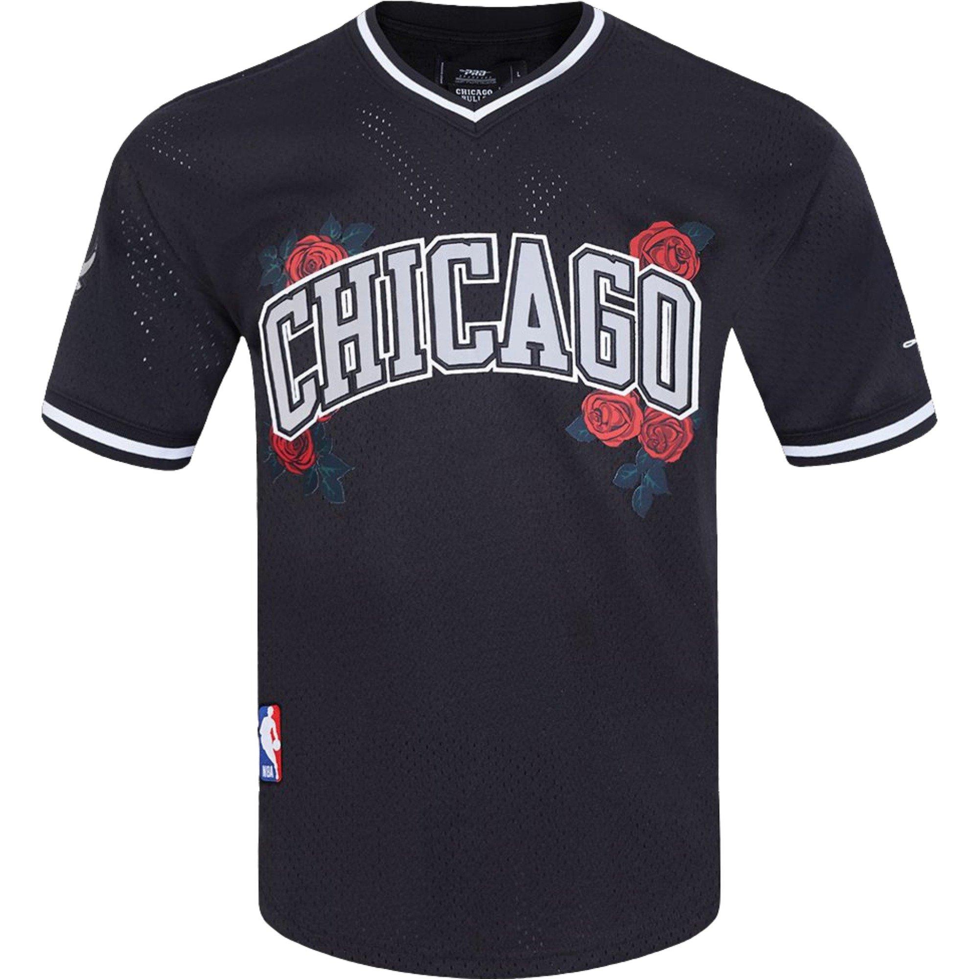 Pro Standard Men's Chicago Bulls Metallic Roses Jersey-Black - BLACK/RED/SILVER Thumbnail View 1