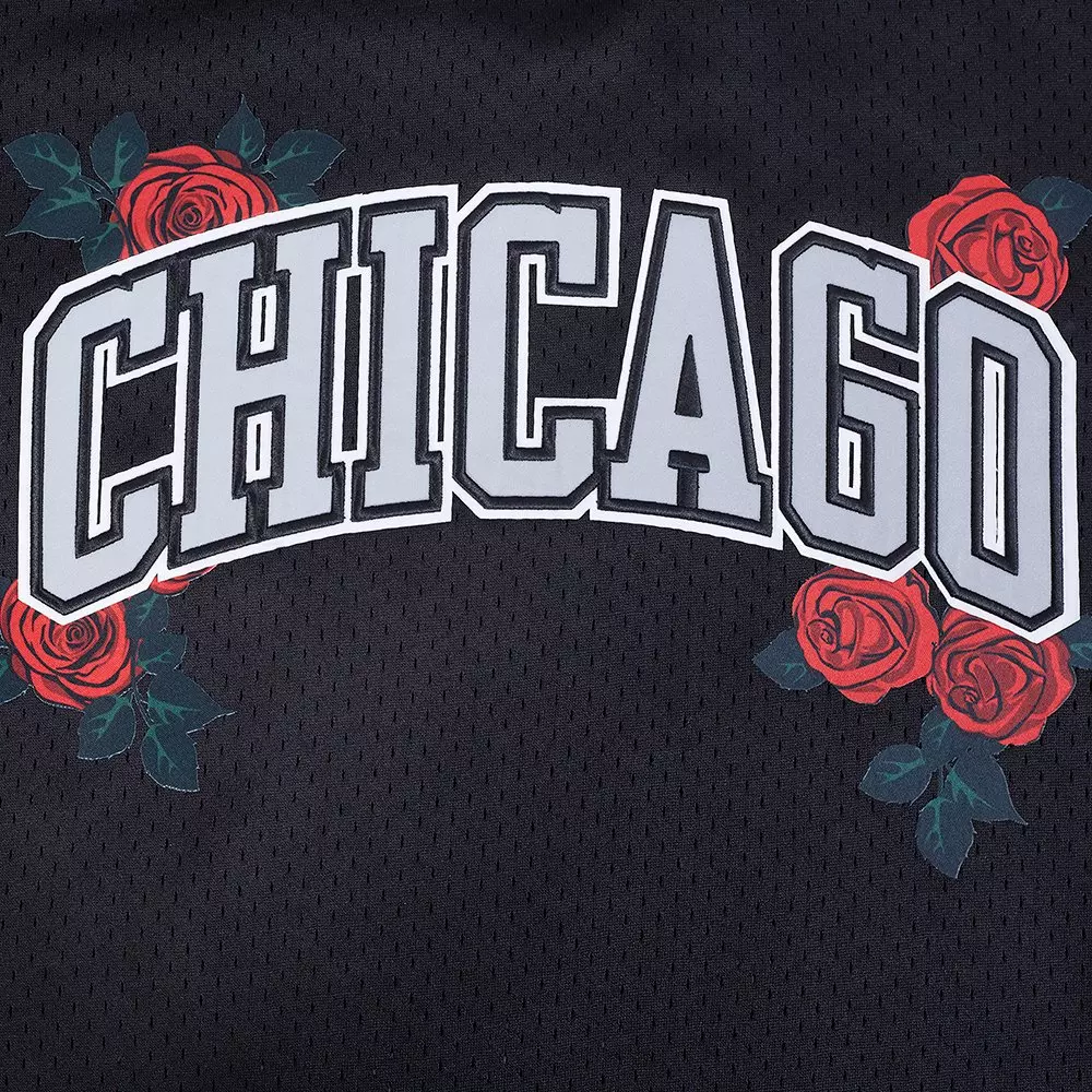 Pro Standard Men's Chicago Bulls Metallic Roses Jersey-Black - BLACK/RED/SILVER