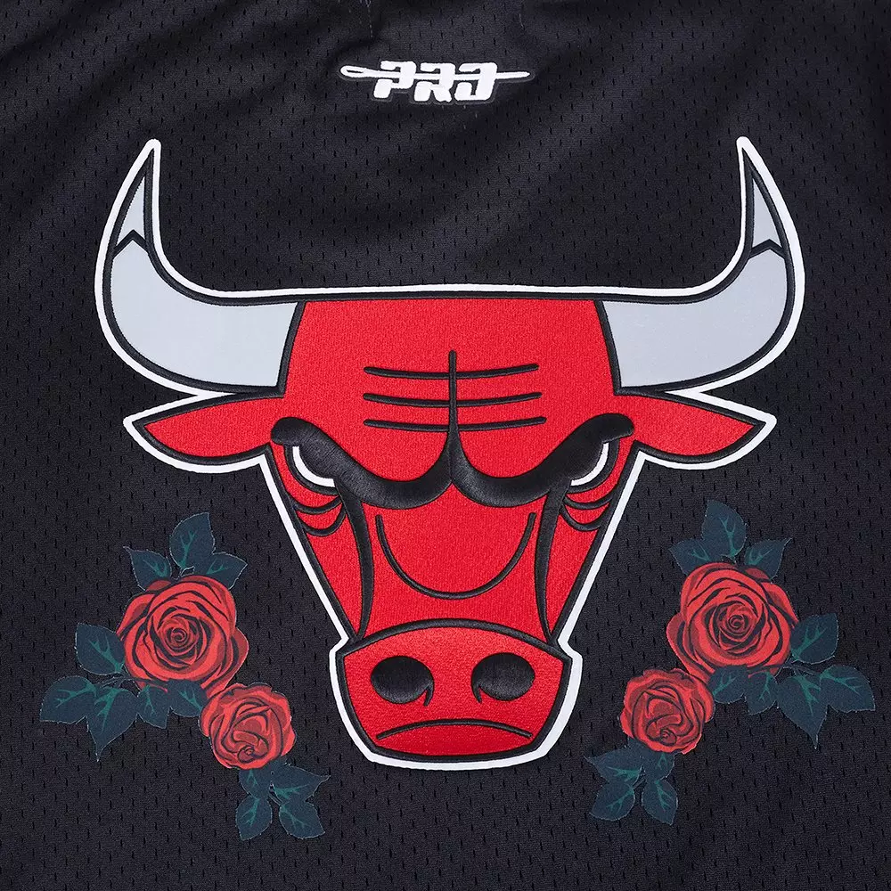 Pro Standard Men's Chicago Bulls Metallic Roses Jersey-Black - BLACK/RED/SILVER