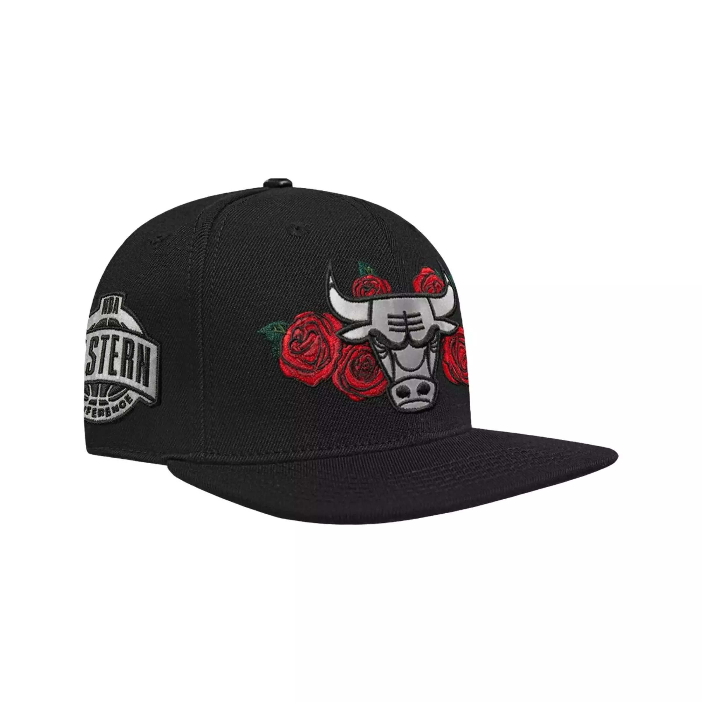 Pro Standard Chicago Bulls Metallic Roses Snapback Hat-Black - BLACK/RED/SILVER