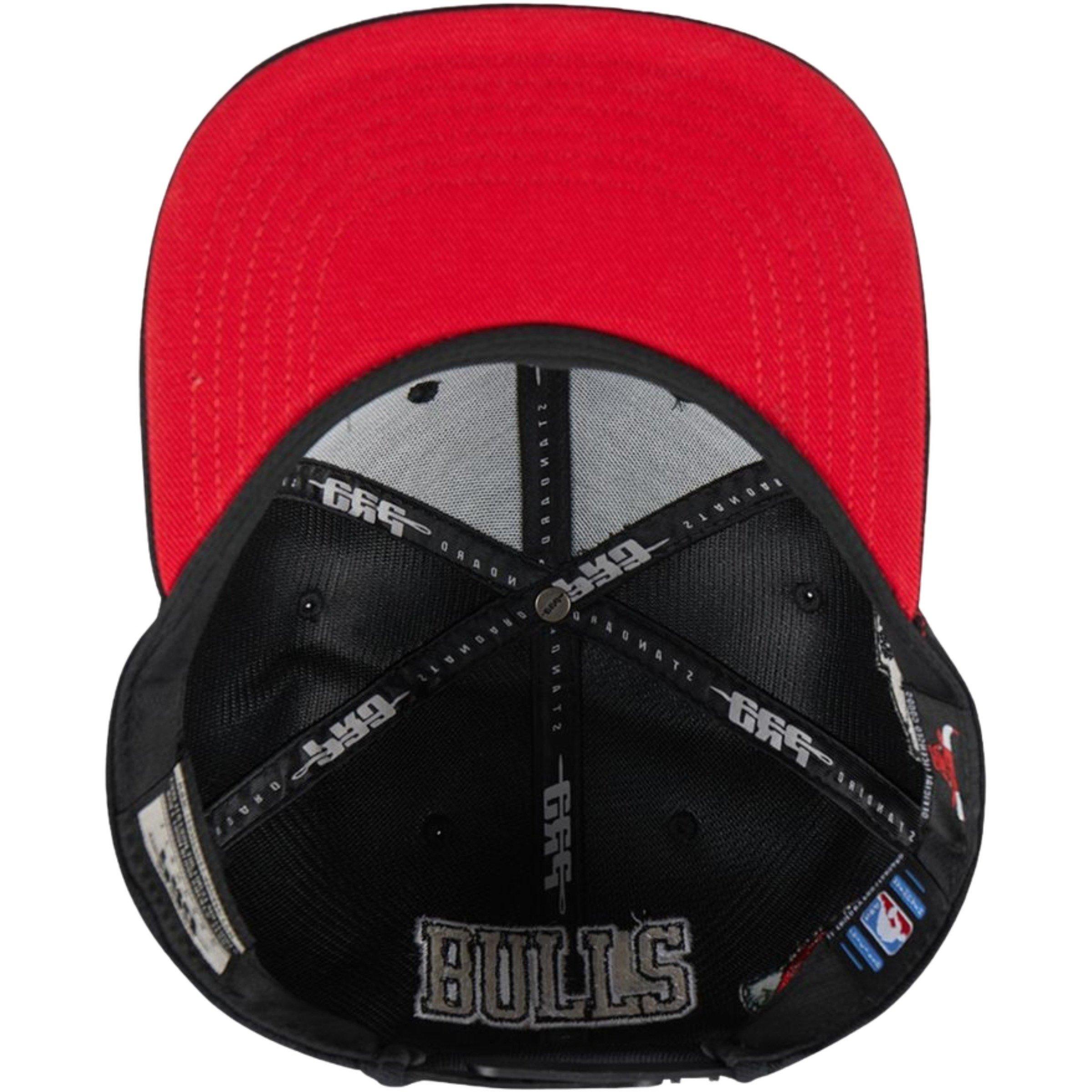 Pro Standard Chicago Bulls Metallic Roses Snapback Hat-Black