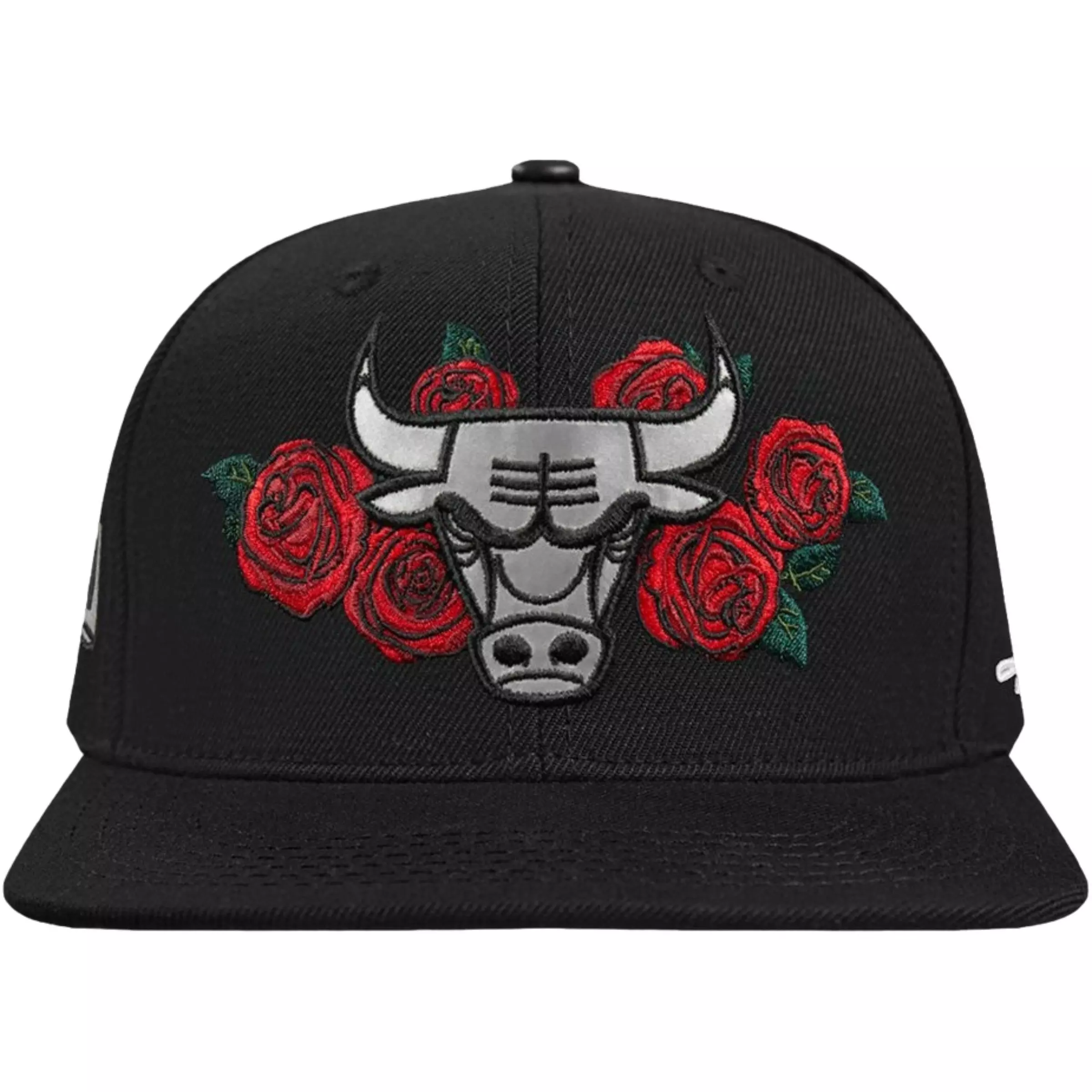Pro Standard Chicago Bulls Metallic Roses Snapback Hat-Black - BLACK/RED/SILVER