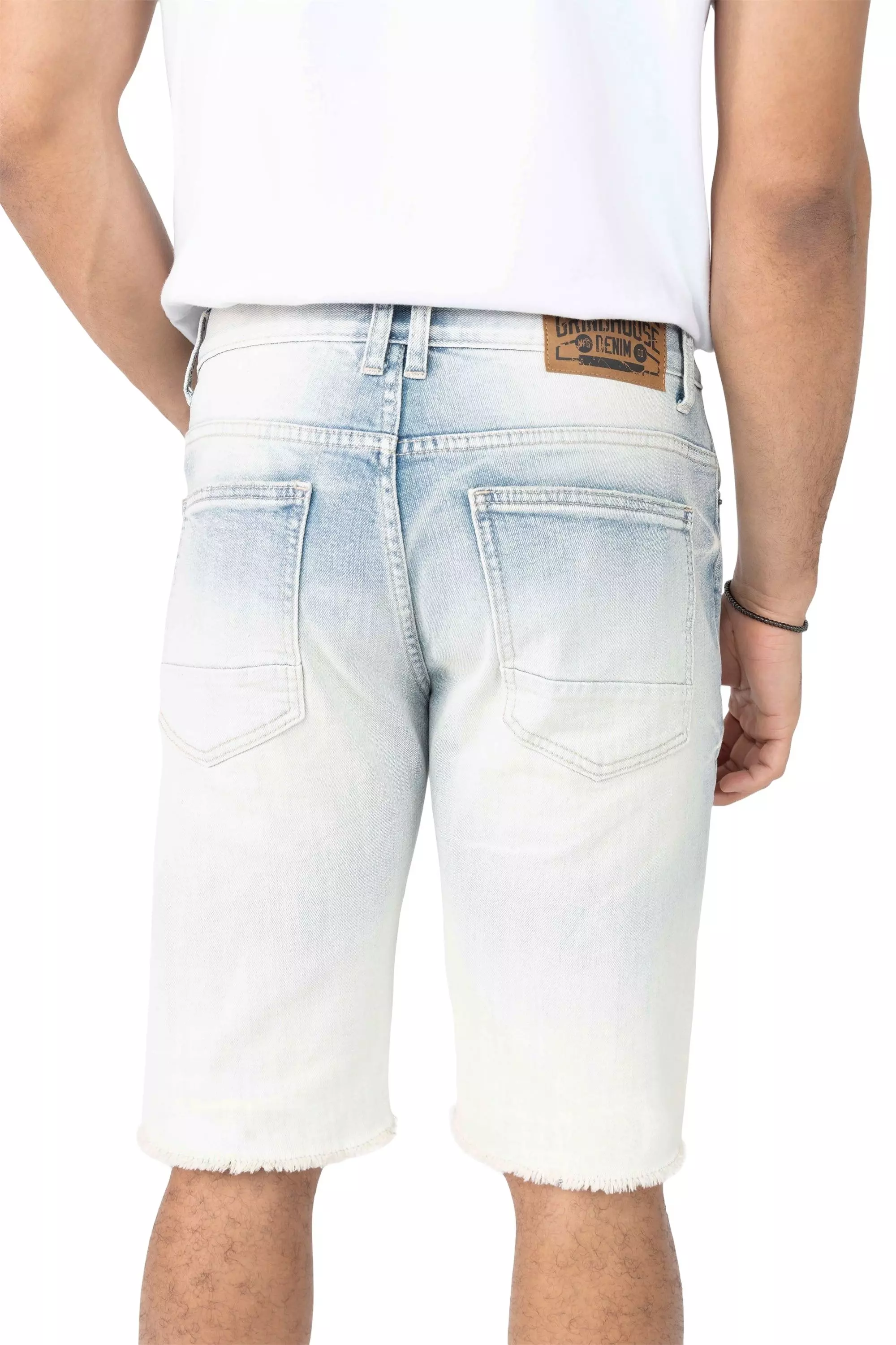 Grindhouse Men's Ombre Blue Distressed Shorts - BLUE