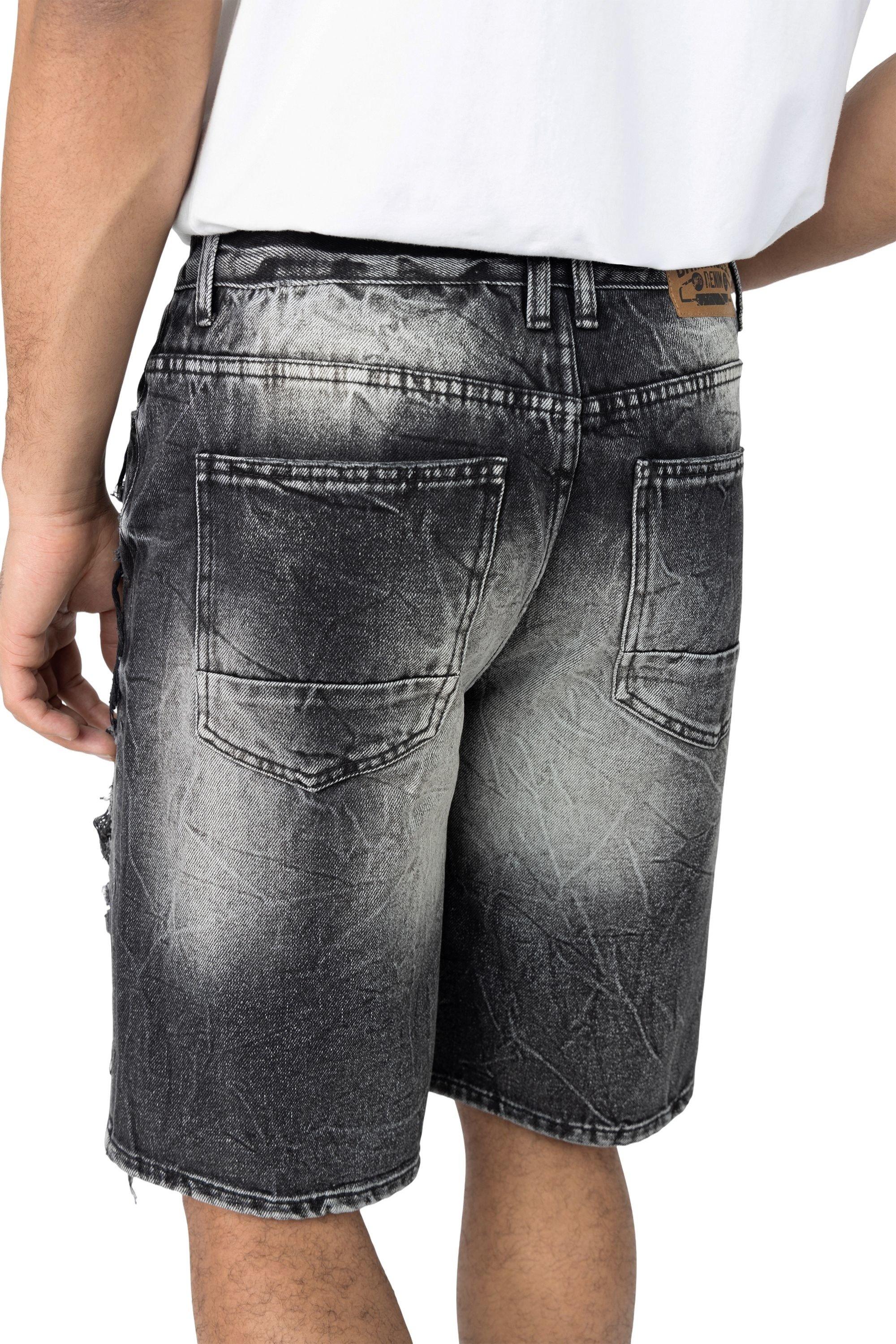 Grindhouse Sable Black Extreme Rip Denim Men's Shorts