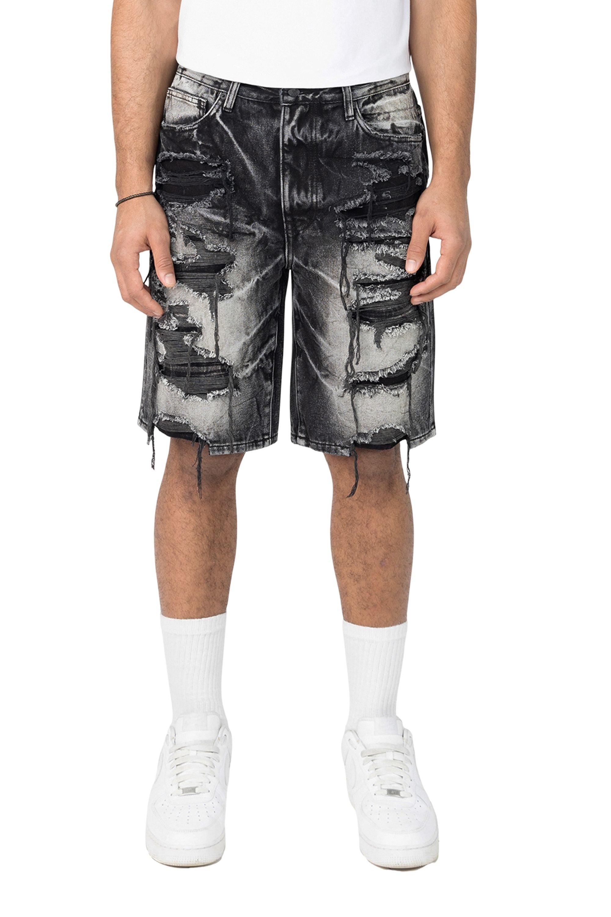 Grindhouse Sable Black Extreme Rip Denim Men's Shorts