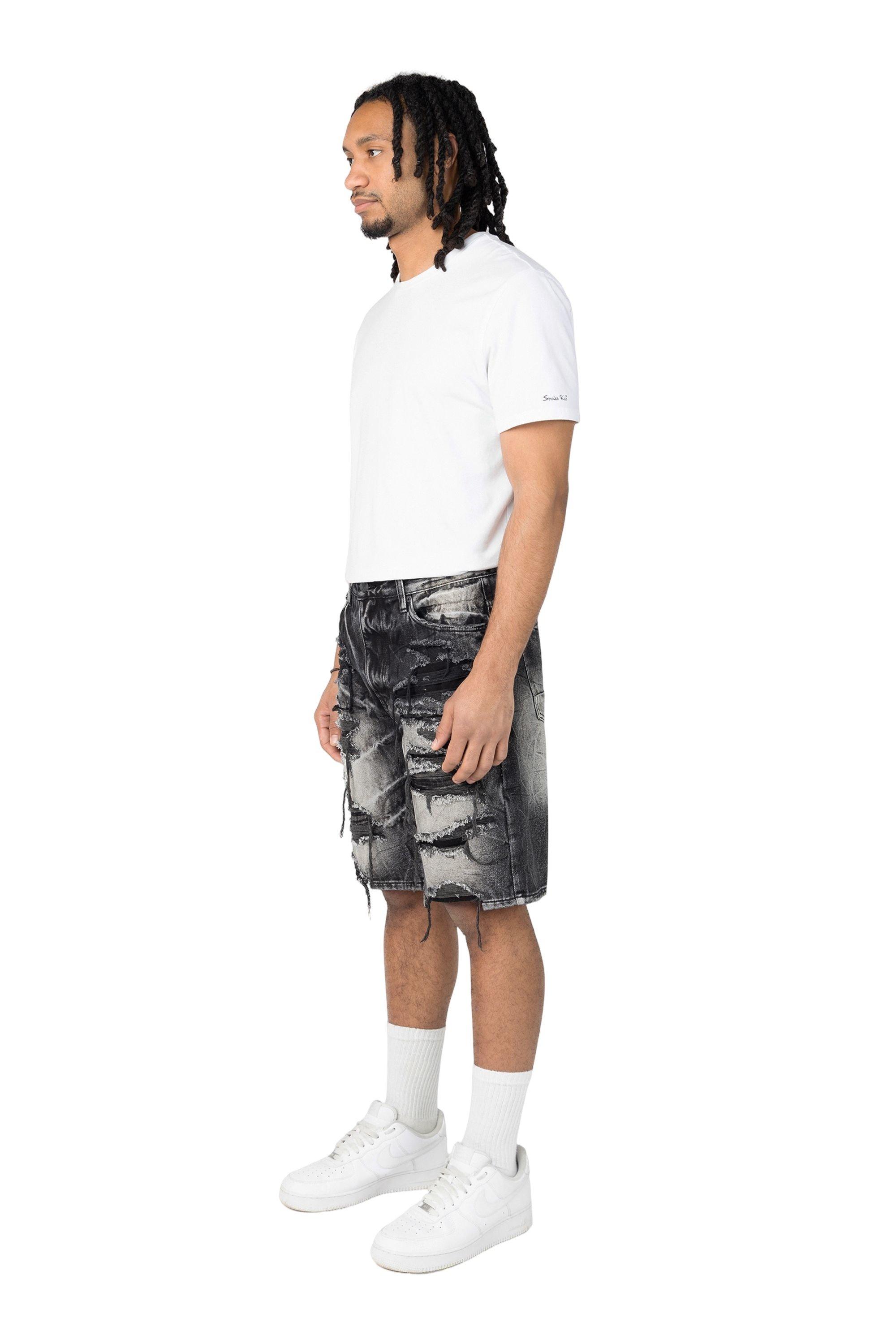 Grindhouse Sable Black Extreme Rip Denim Men's Shorts