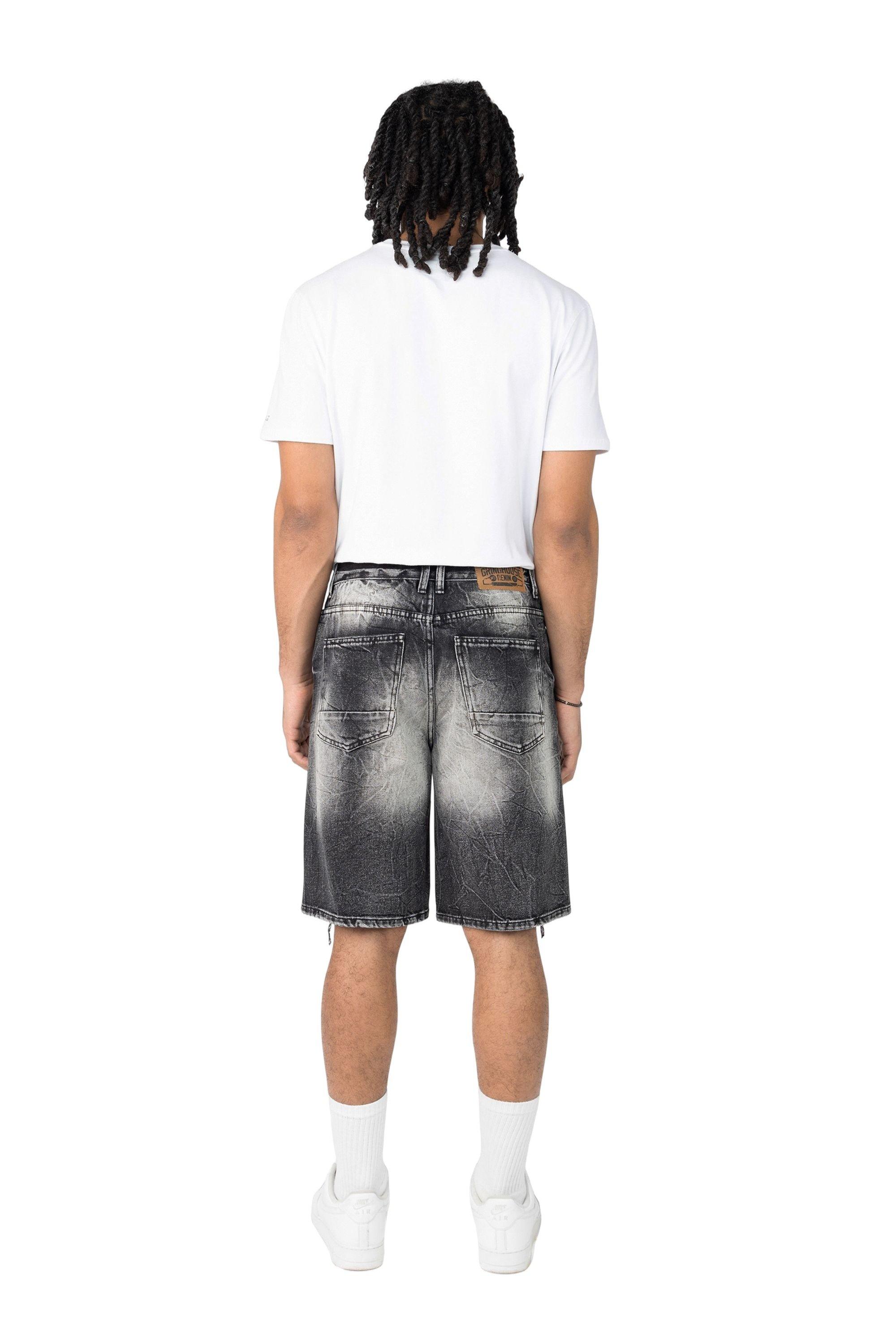 Grindhouse Sable Black Extreme Rip Denim Men's Shorts
