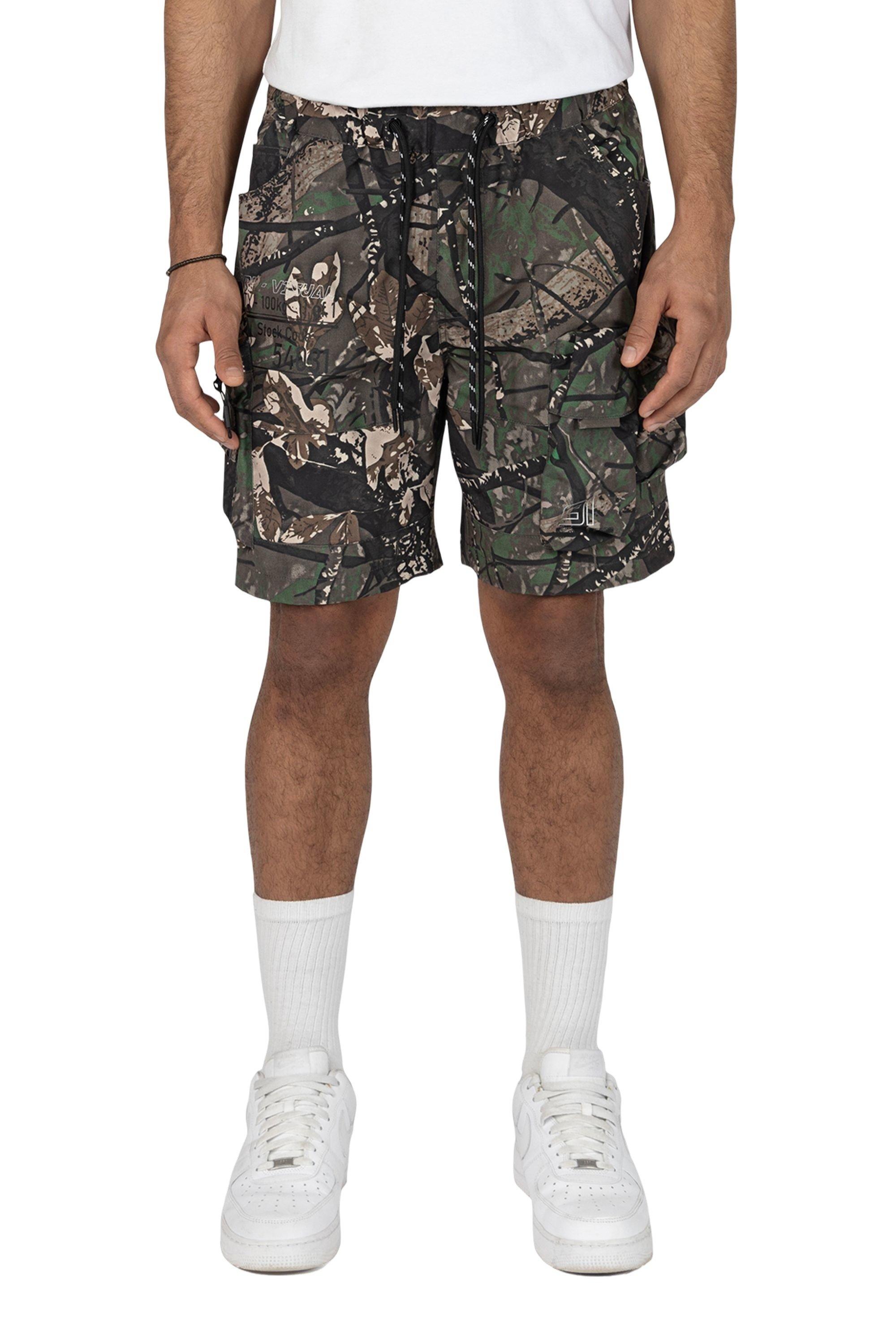 Grindhouse Men's Tree Camo Nylon Cargo Shorts - CAMOUFLAGE