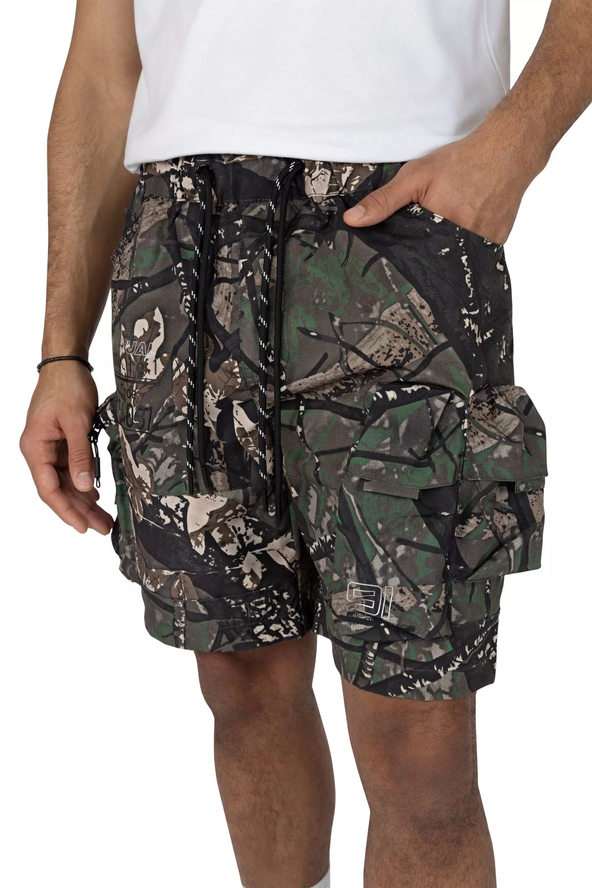 Grindhouse Men's Tree Camo Nylon Cargo Shorts - CAMOUFLAGE