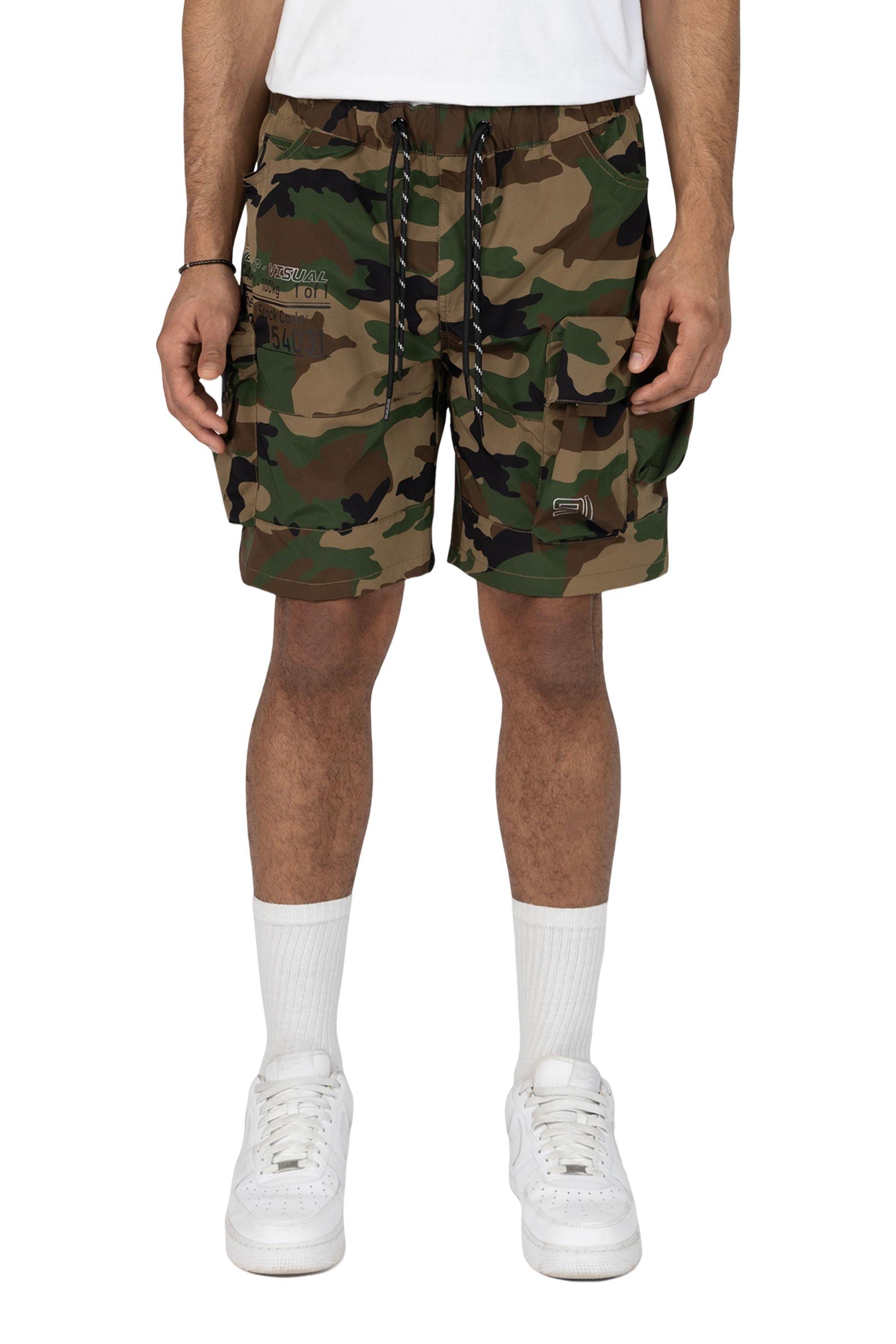 Grindhouse Men's Wood Camo Nylon Cargo Shorts - CAMOUFLAGE