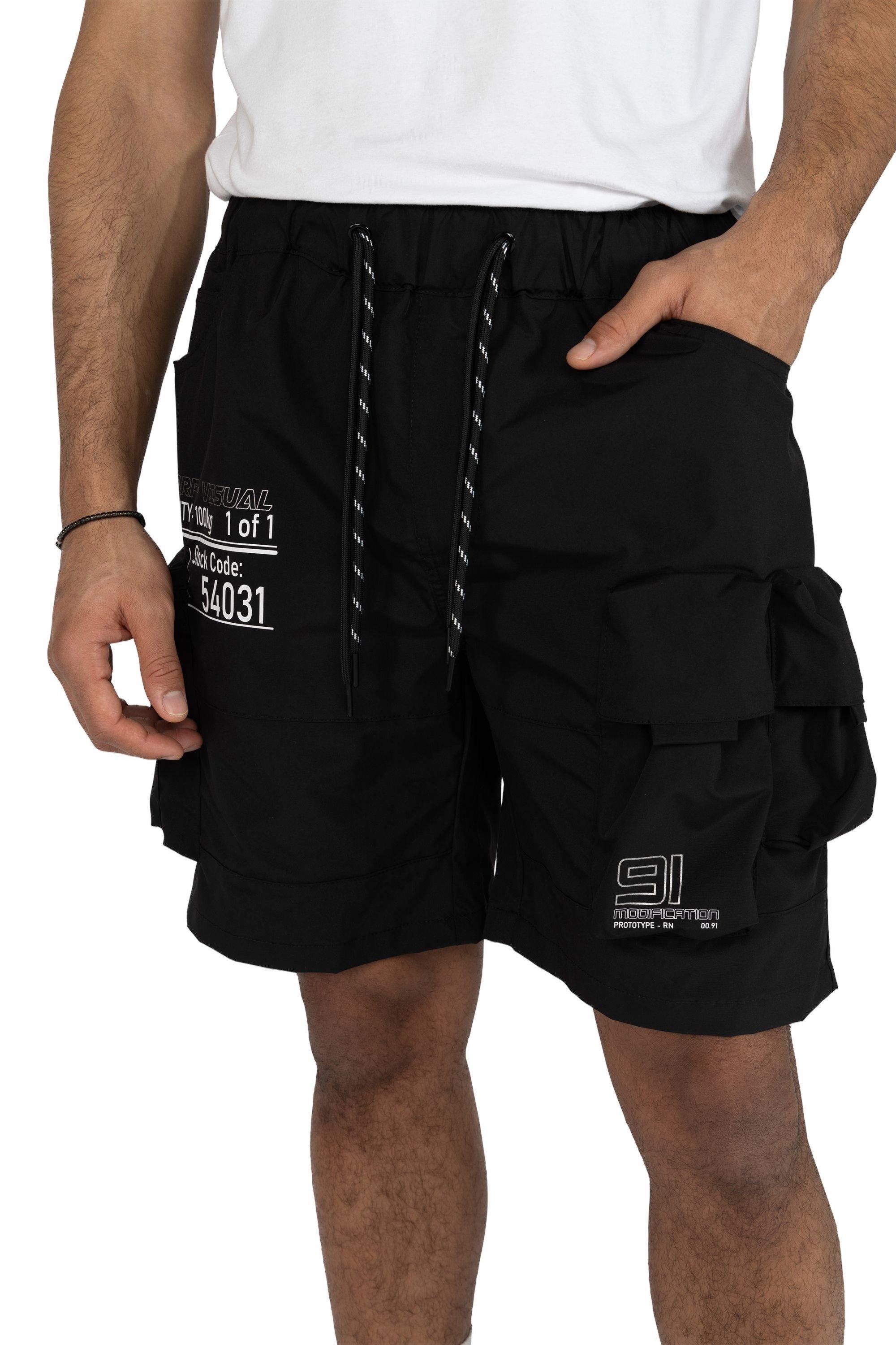 Grindhouse Men's Black Nylon Cargo Shorts