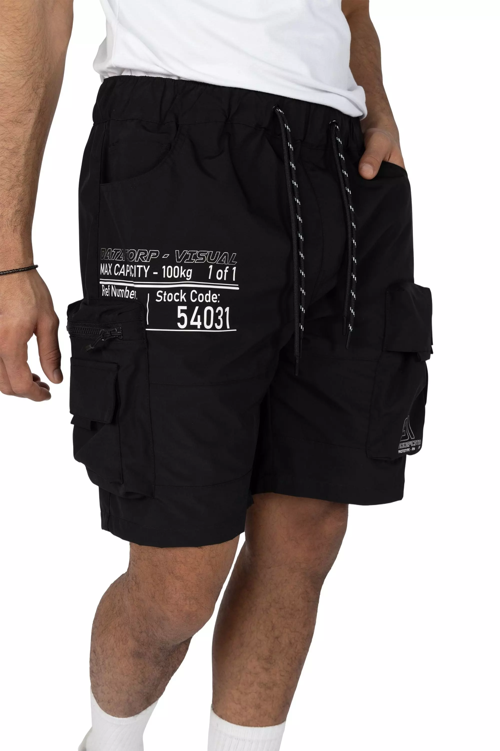 Grindhouse Men's Black Nylon Cargo Shorts - BLACK