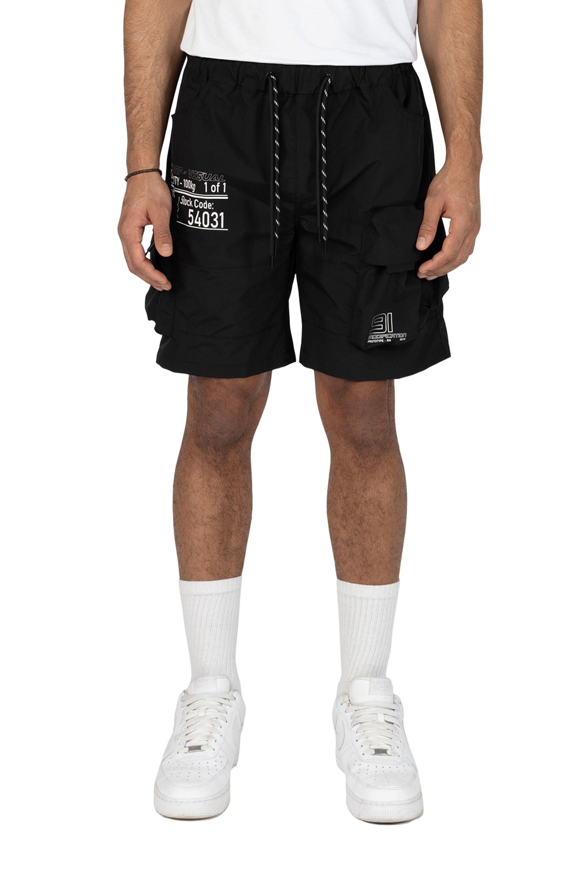 Grindhouse Black Nylon Cargo Men's Shorts