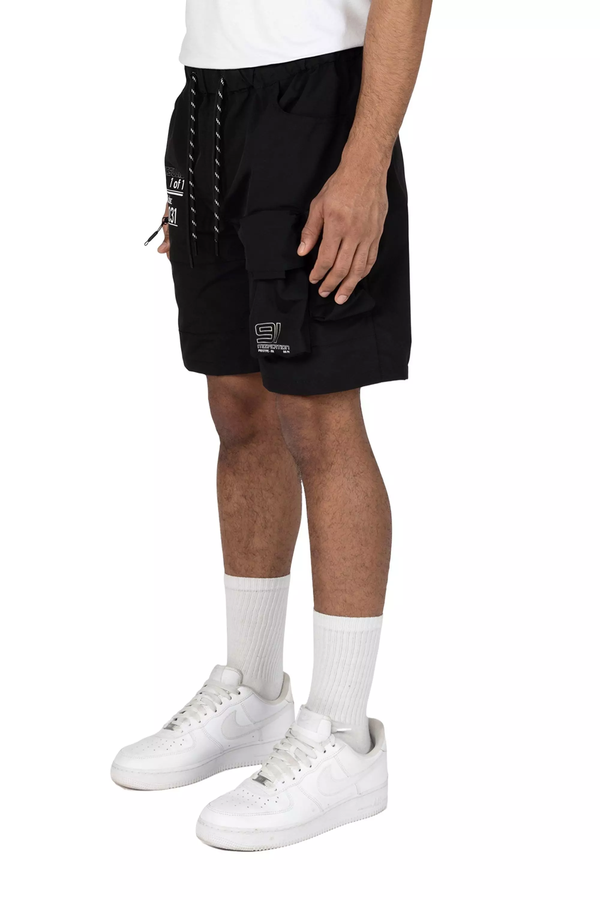 Grindhouse Men's Black Nylon Cargo Shorts - BLACK