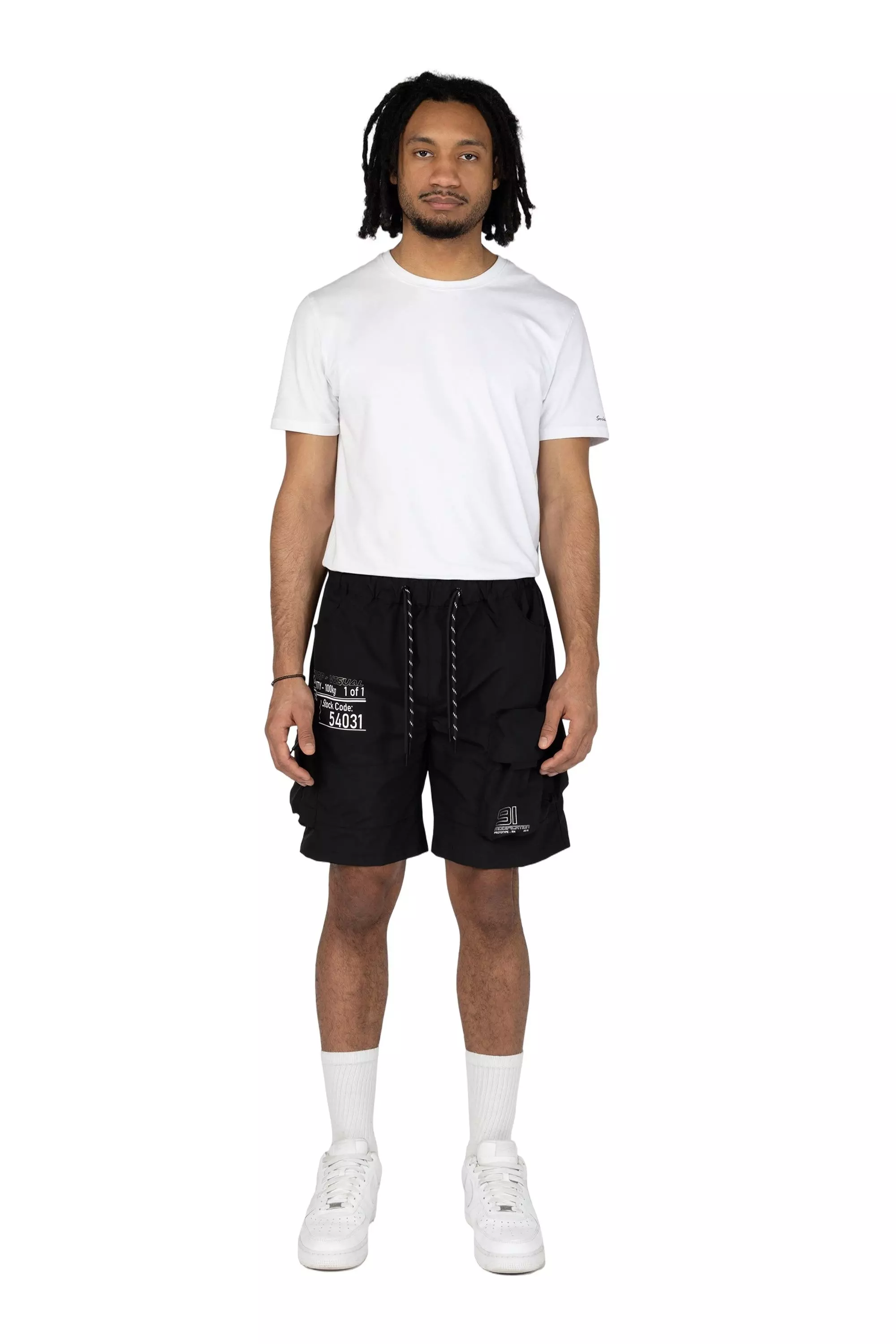 Grindhouse Men's Black Nylon Cargo Shorts - BLACK