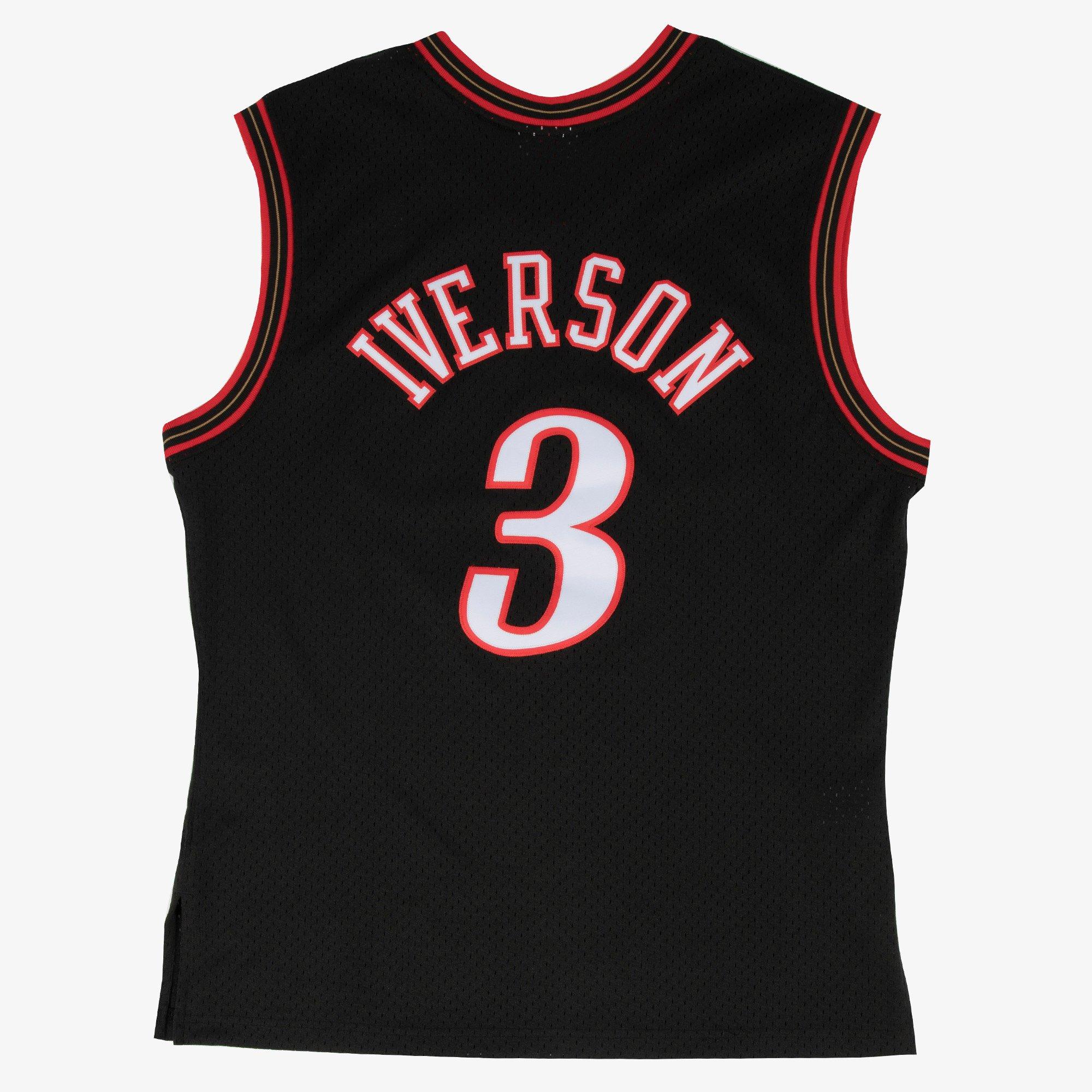 Mitchell & Ness Men's Philadelphia 76ers Allen Iverson Jersey-Black - BLACK Thumbnail View 2