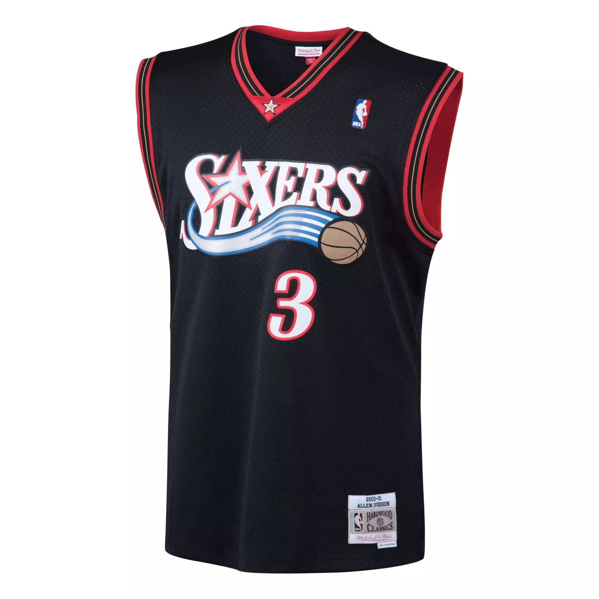 Mitchell & Ness Men's Philadelphia 76ers Allen Iverson Jersey-Black - BLACK