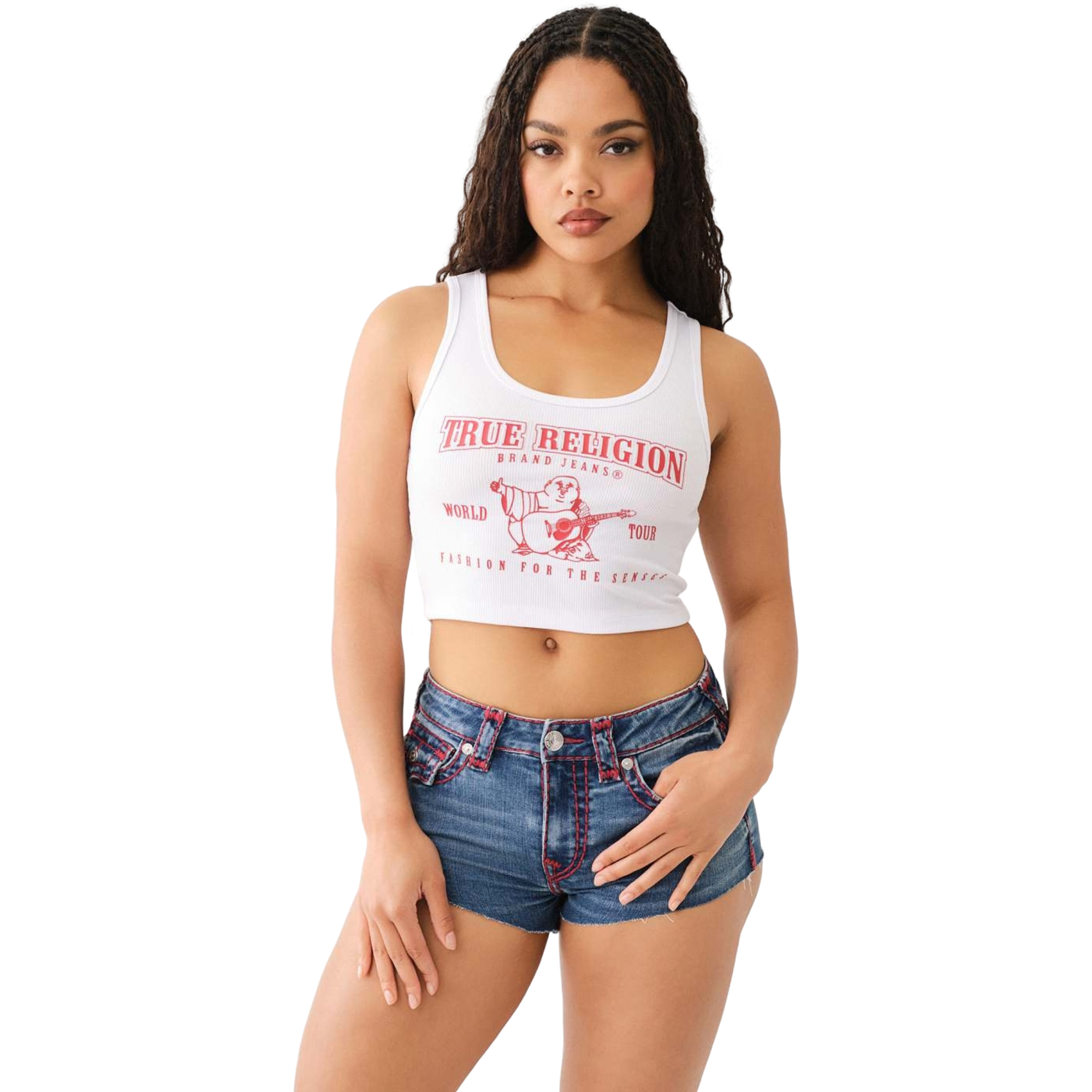 True Religion Women's Buddha Logo Tank - White - WHITE Thumbnail View 1