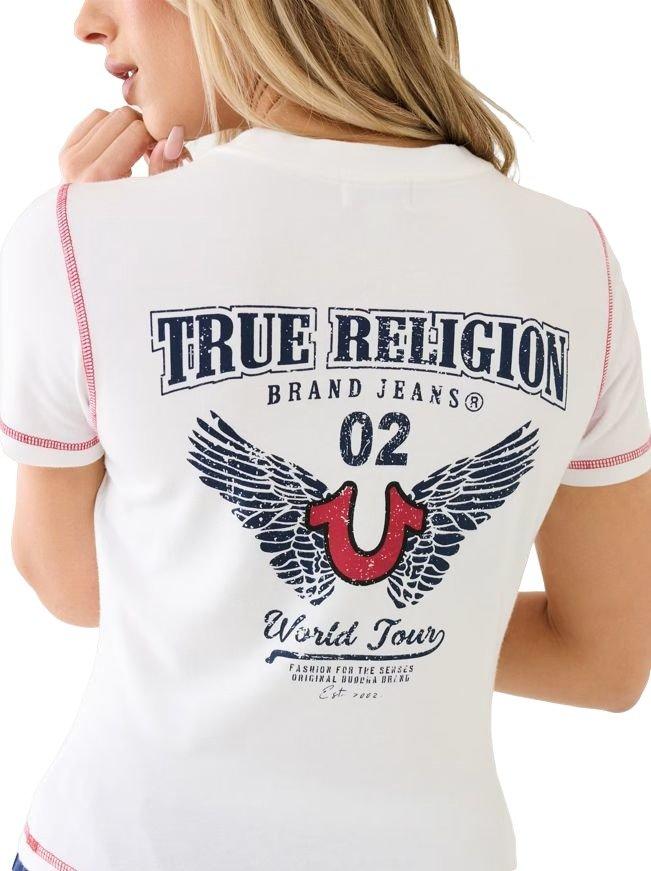 True Religion Contrast Stitch Women's White Tee