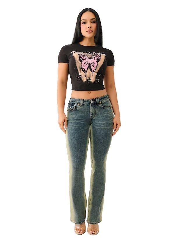True Religion Women's Front Tie Logo Tee - BLACK Thumbnail View 3