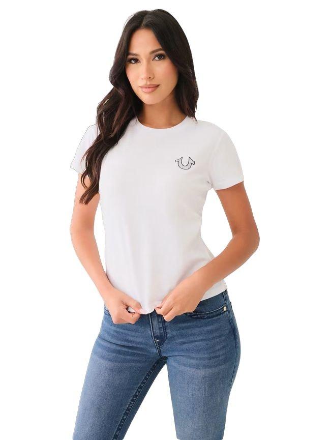 True Religion Women's Rose BH 'U' Graphic Tee - White - WHITE Thumbnail View 1