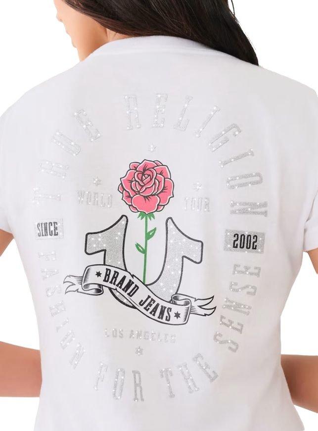 True Religion Women's Rose BH 'U' Graphic Tee - White - WHITE Thumbnail View 2