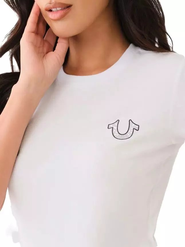 True Religion Women's Rose BH 'U' Graphic Tee - White