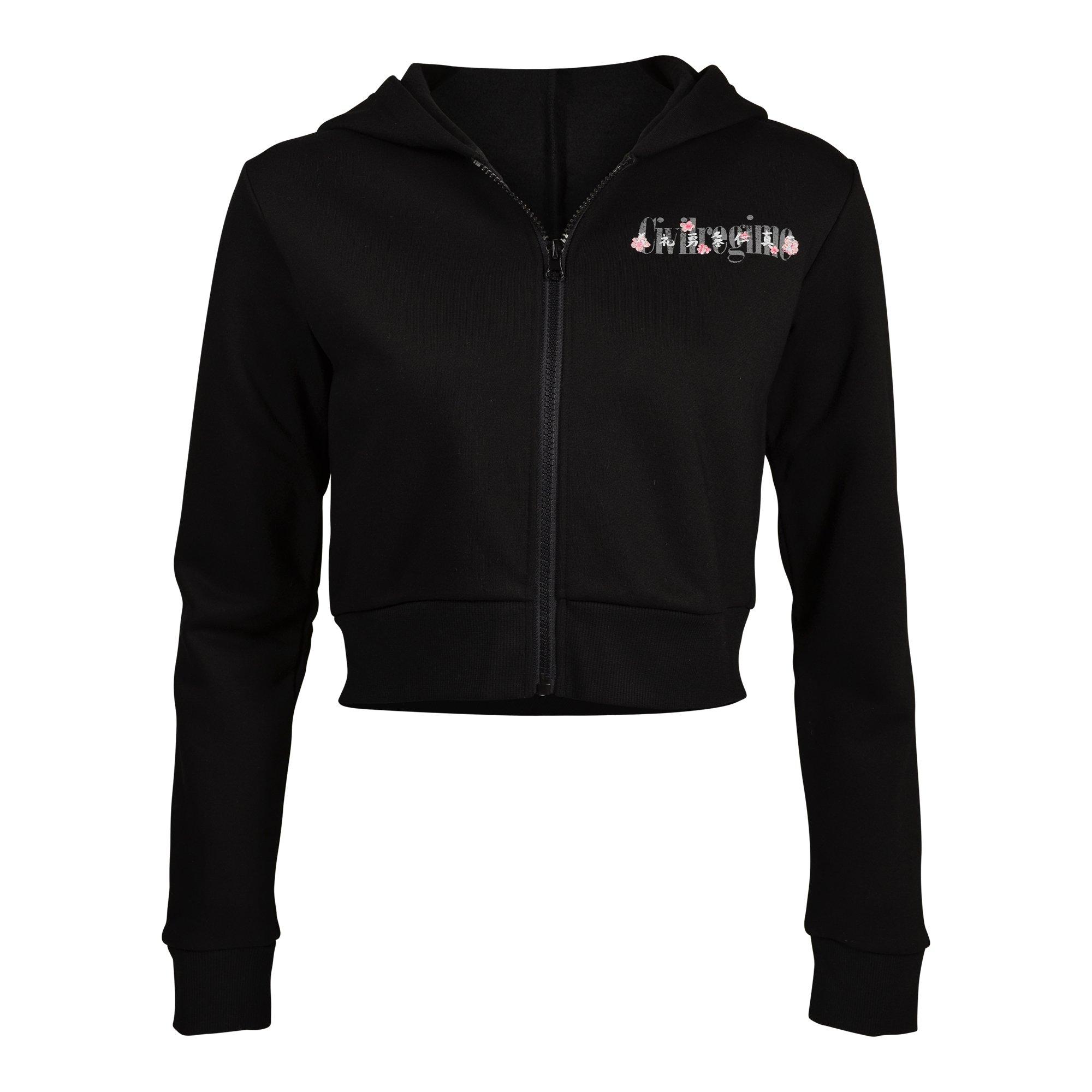 Civil Regime Women's Cropped Hoodie - Katana Black - BLACK