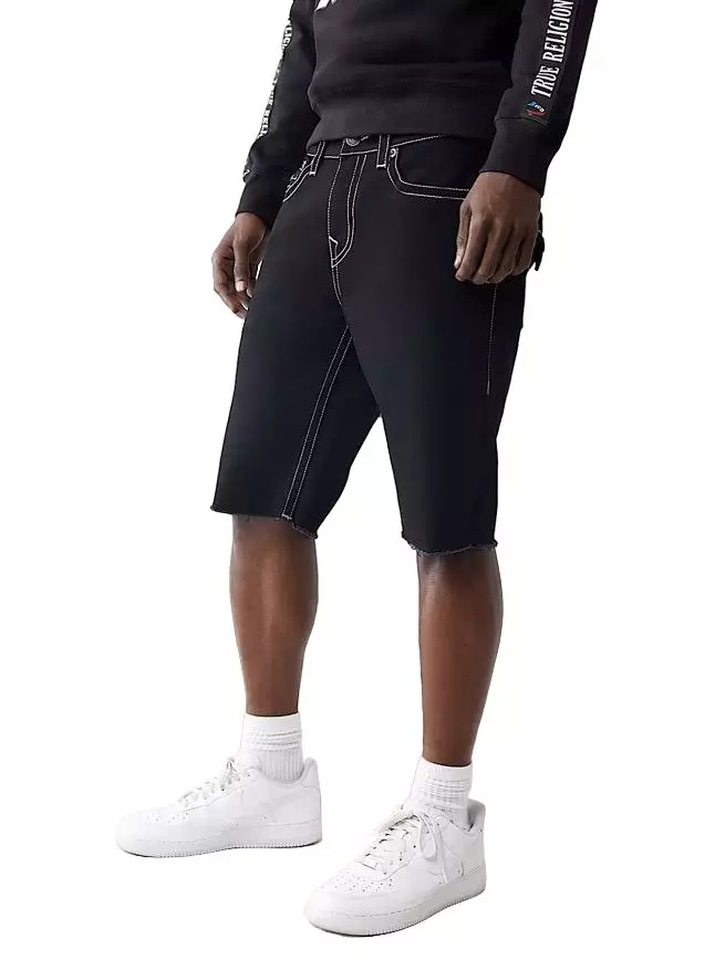 True Religion Men's Ricky Flap Fray Short - Black Rinse