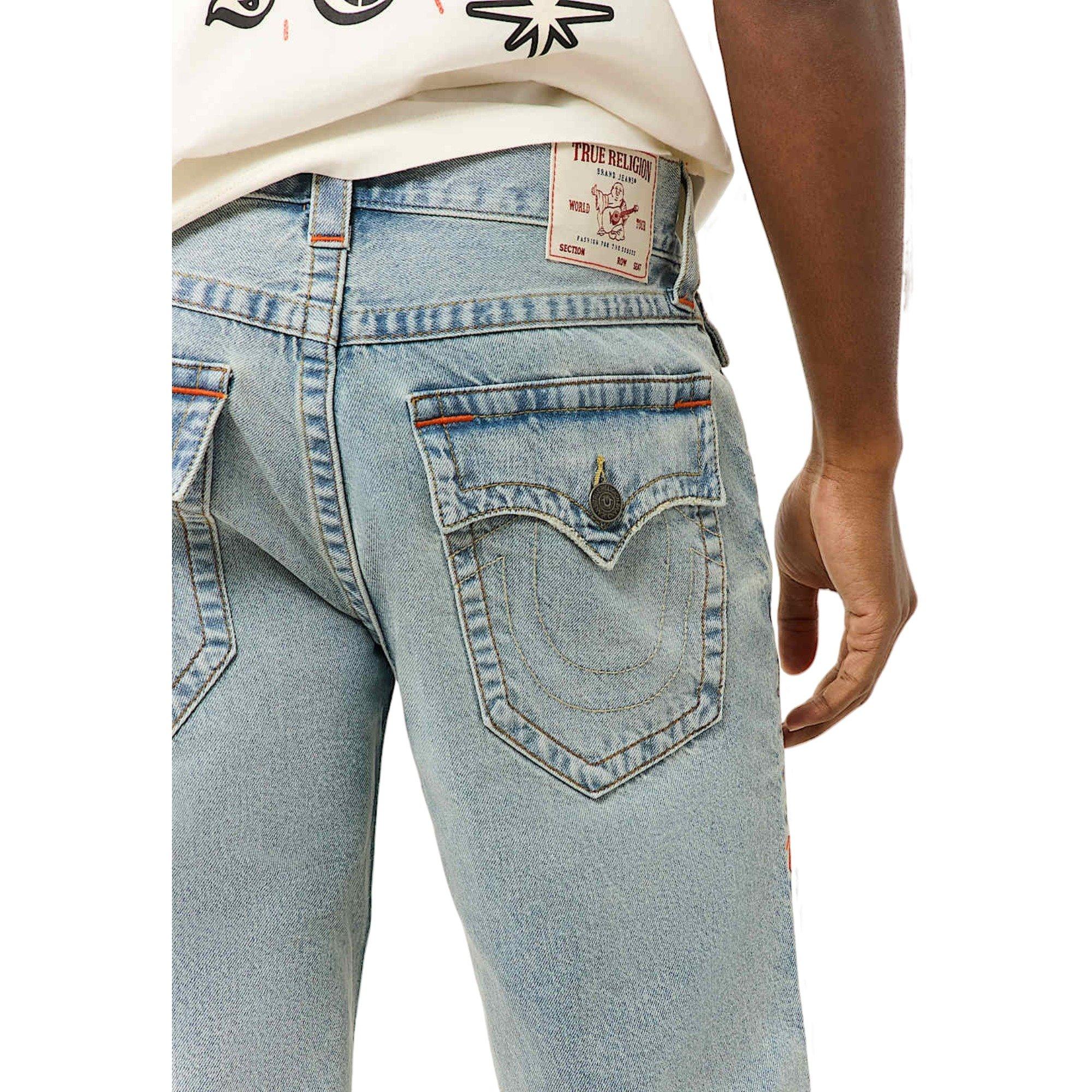 True Religion Men's Ricky Flap Fray Short - Light Wash - BLUE Thumbnail View 4