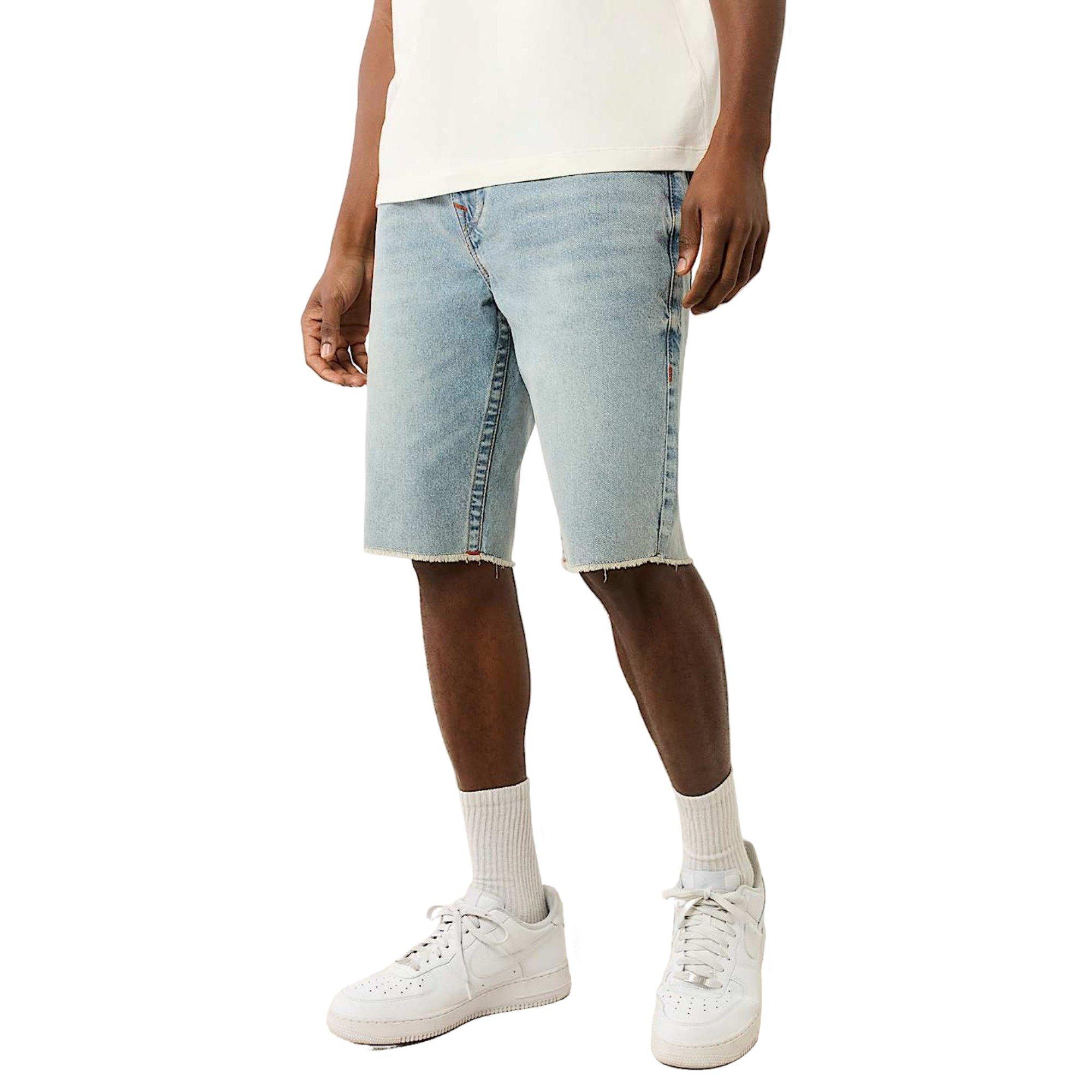 True Religion Men's Ricky Flap Fray Short - Light Wash - BLUE Thumbnail View 5