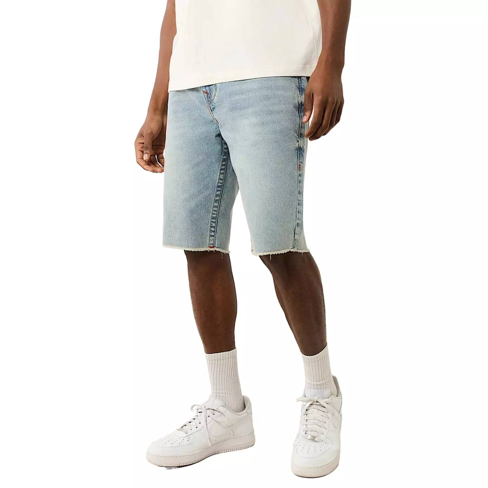 True Religion Men's Ricky Flap Fray Short - Light Wash - BLUE