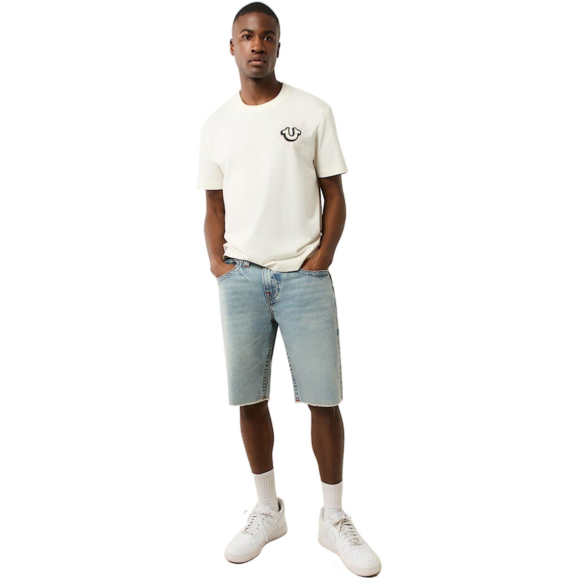 True Religion Men's Ricky Flap Fray Short - Light Wash - BLUE Thumbnail View 6