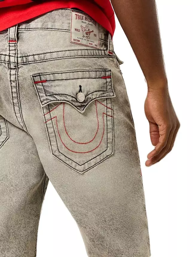 True Religion Men's Ricky Flap Fray Short - Grey ​Wash