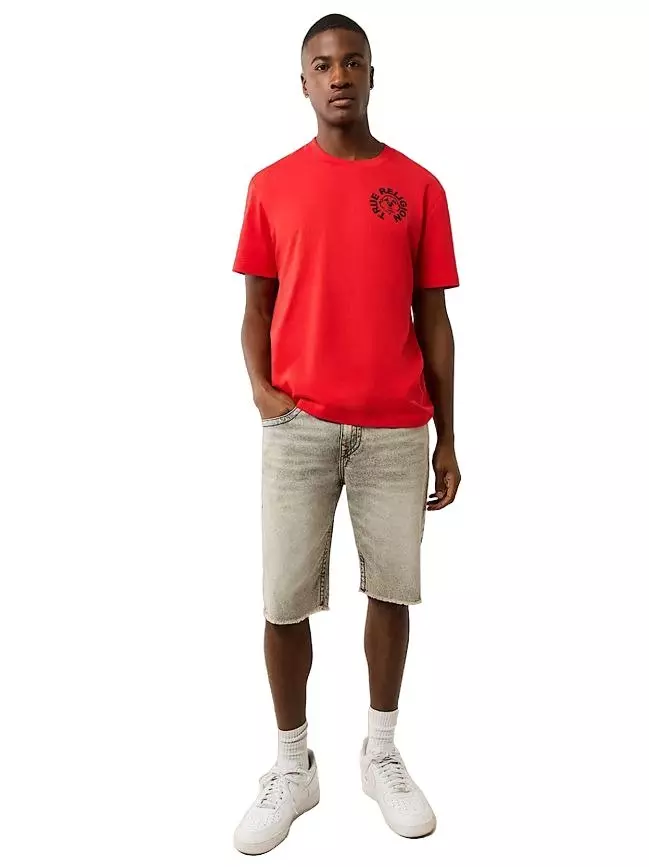 True Religion Men's Ricky Flap Fray Short - Grey ​Wash
