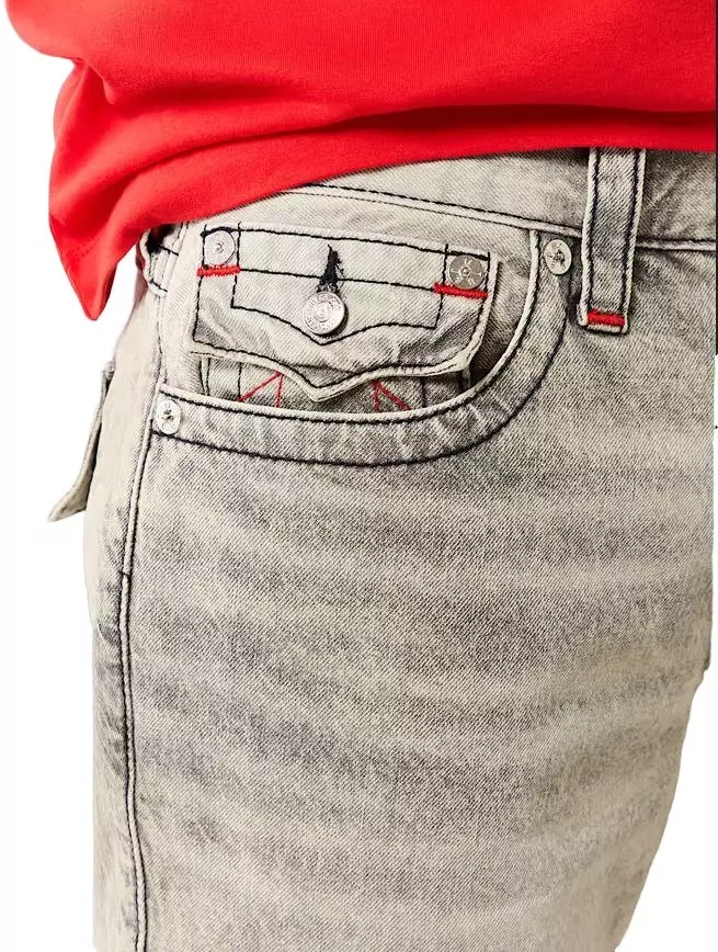 True Religion Men's Ricky Flap Fray Short - Grey ​Wash
