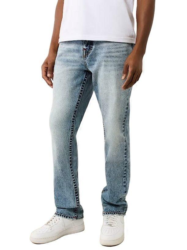 True Religion Men's Ricky QT Flap Straight Fit Denim Jeans - Green Wash - GREEN Thumbnail View 1