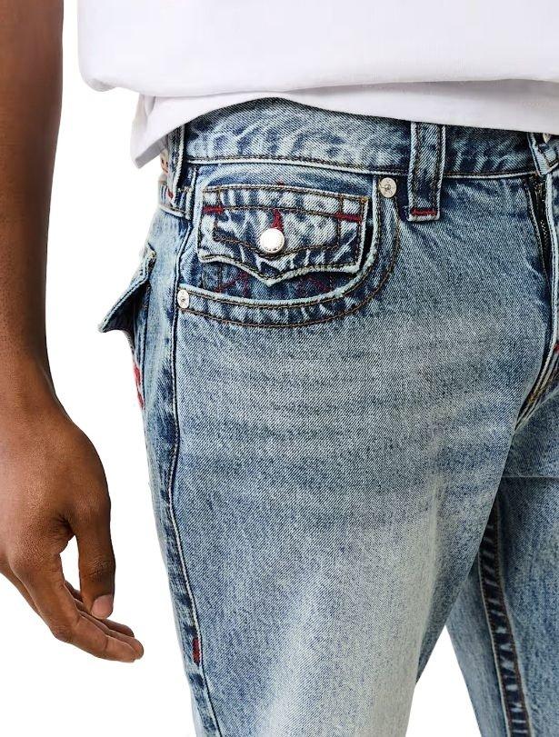 True Religion Men's Ricky QT Flap Straight Fit Denim Jeans - Green Wash - GREEN Thumbnail View 5