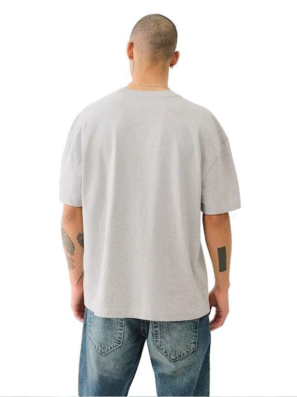 True Religion Men's Torn Logo Tee - GREY Thumbnail View 2