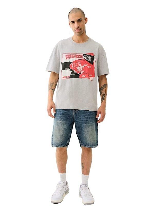 True Religion Men's Torn Logo Tee - GREY Thumbnail View 5