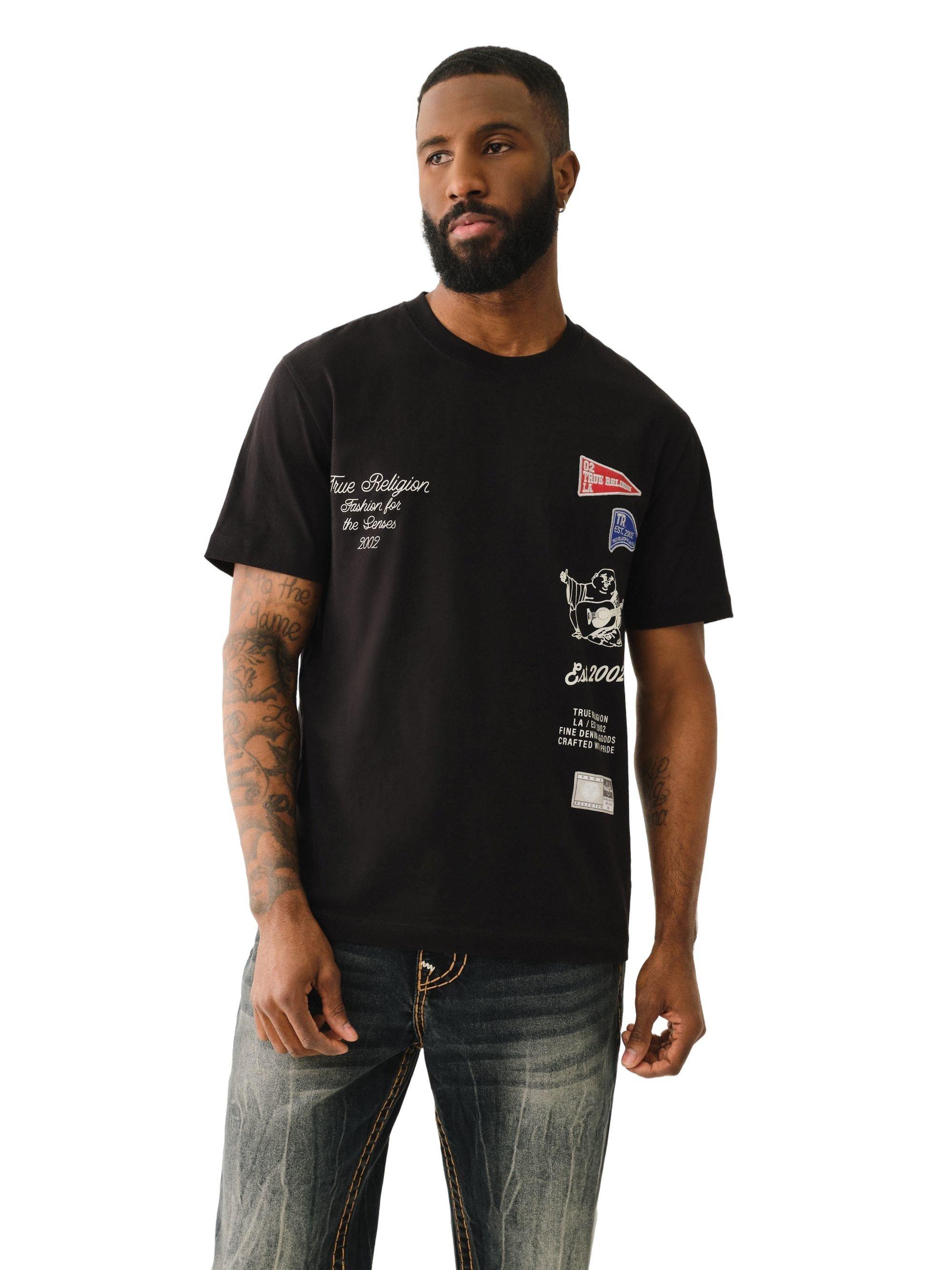 True Religion Men's Uni Logo Tee - Jet Black - BLACK Thumbnail View 1