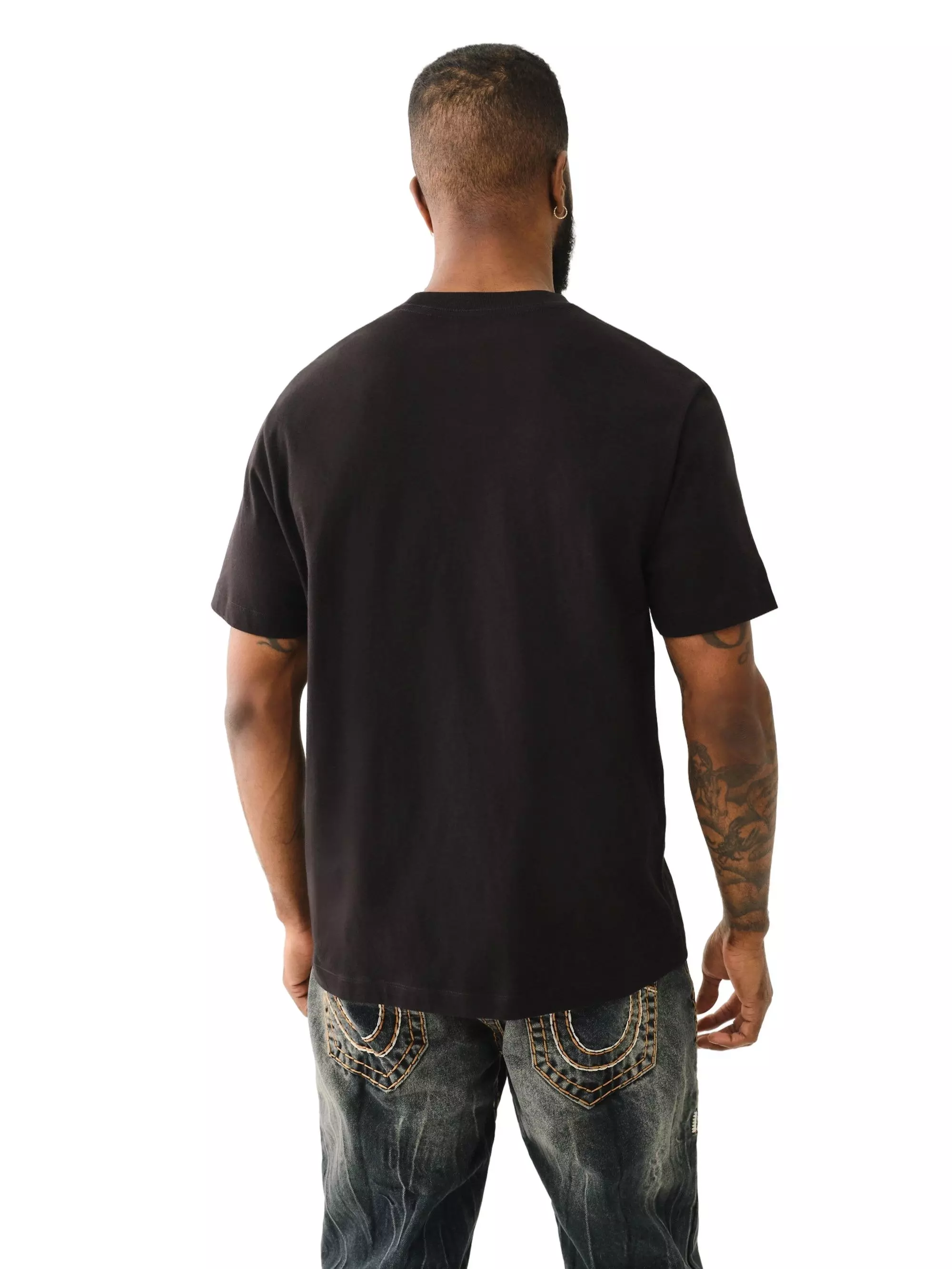 True Religion Men's Uni Logo Tee - Jet Black - BLACK