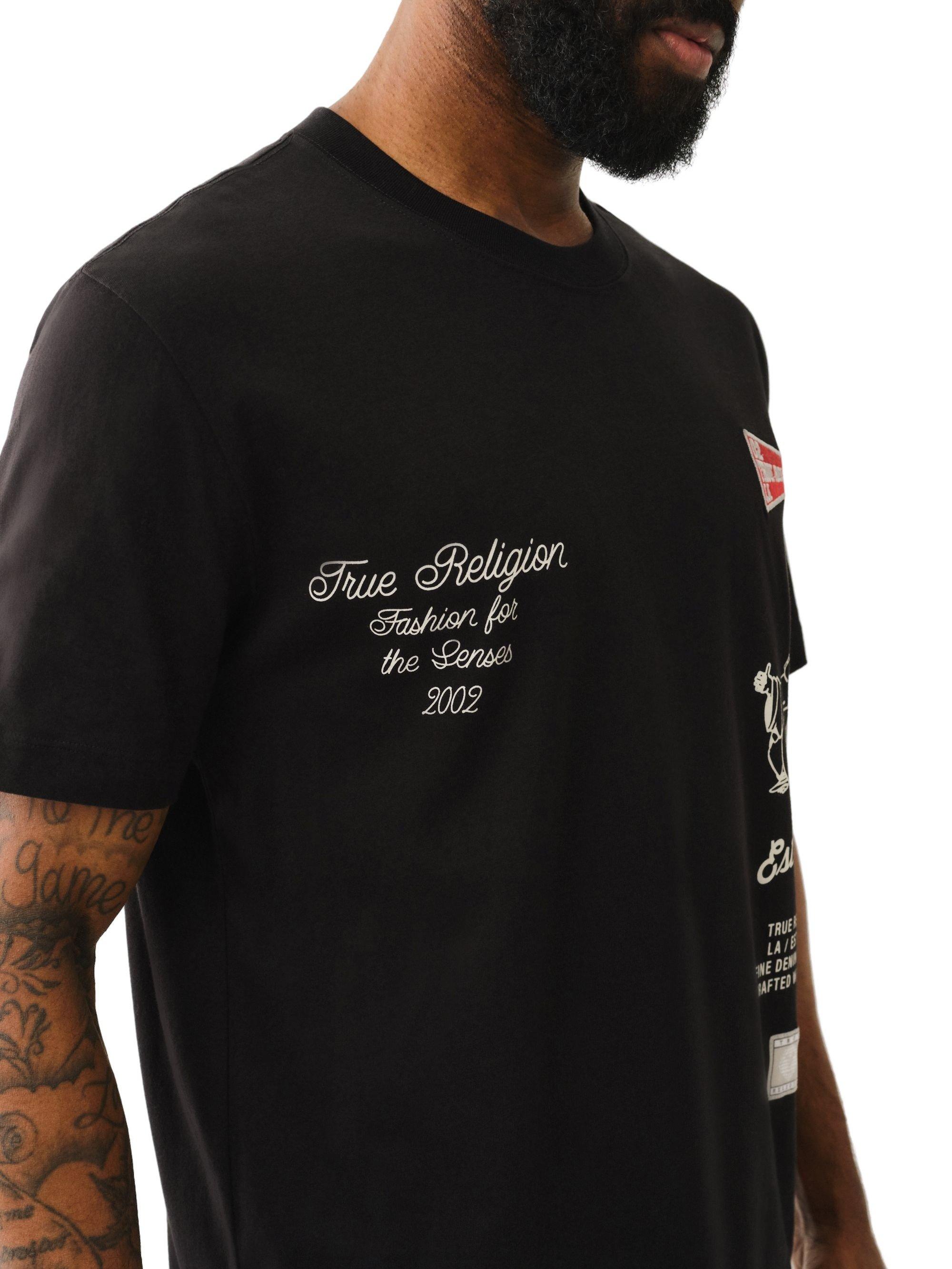 True Religion Men's Uni Logo Tee - Jet Black - BLACK Thumbnail View 4
