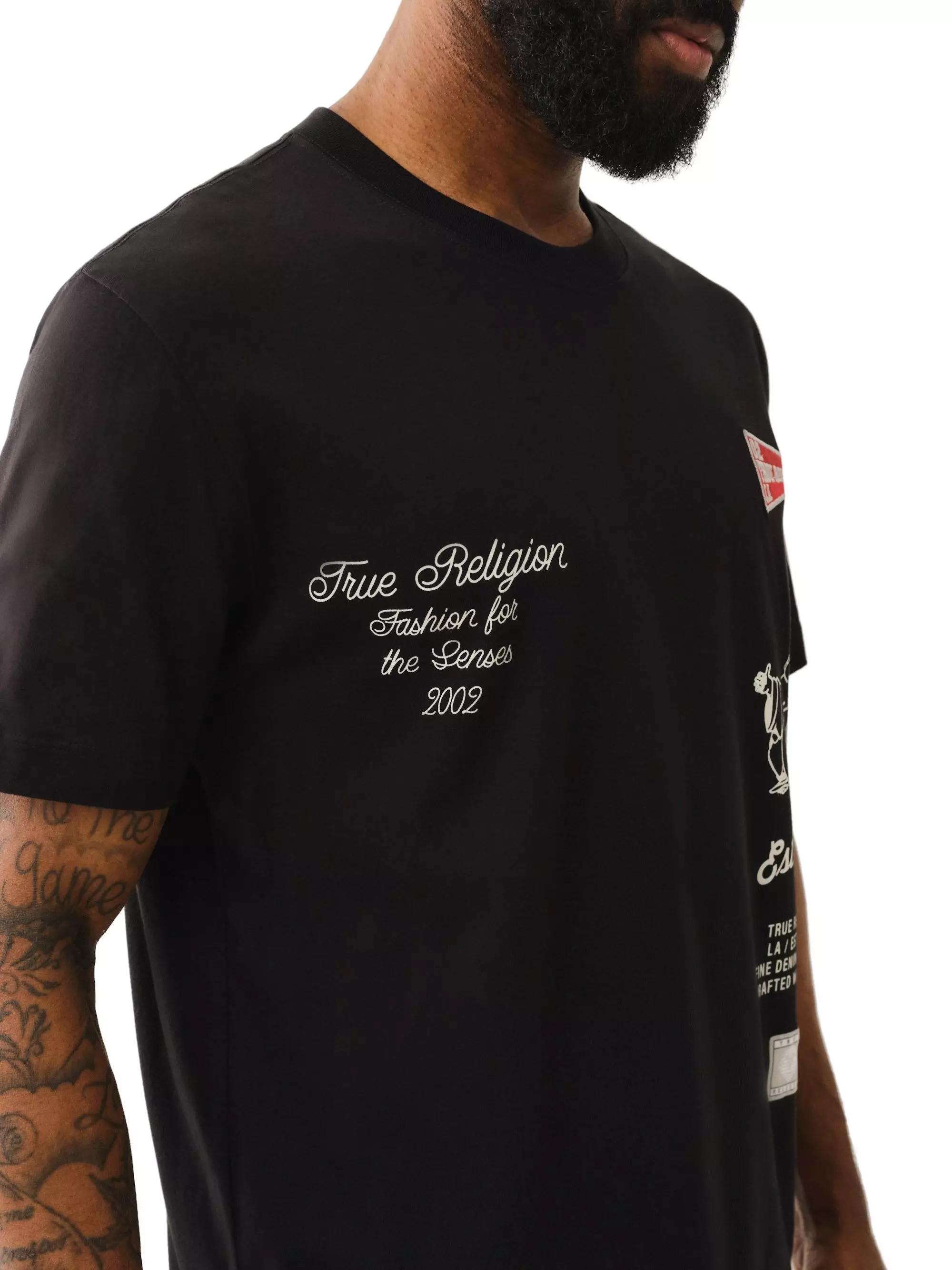 True Religion Men's Uni Logo Tee - Jet Black - BLACK