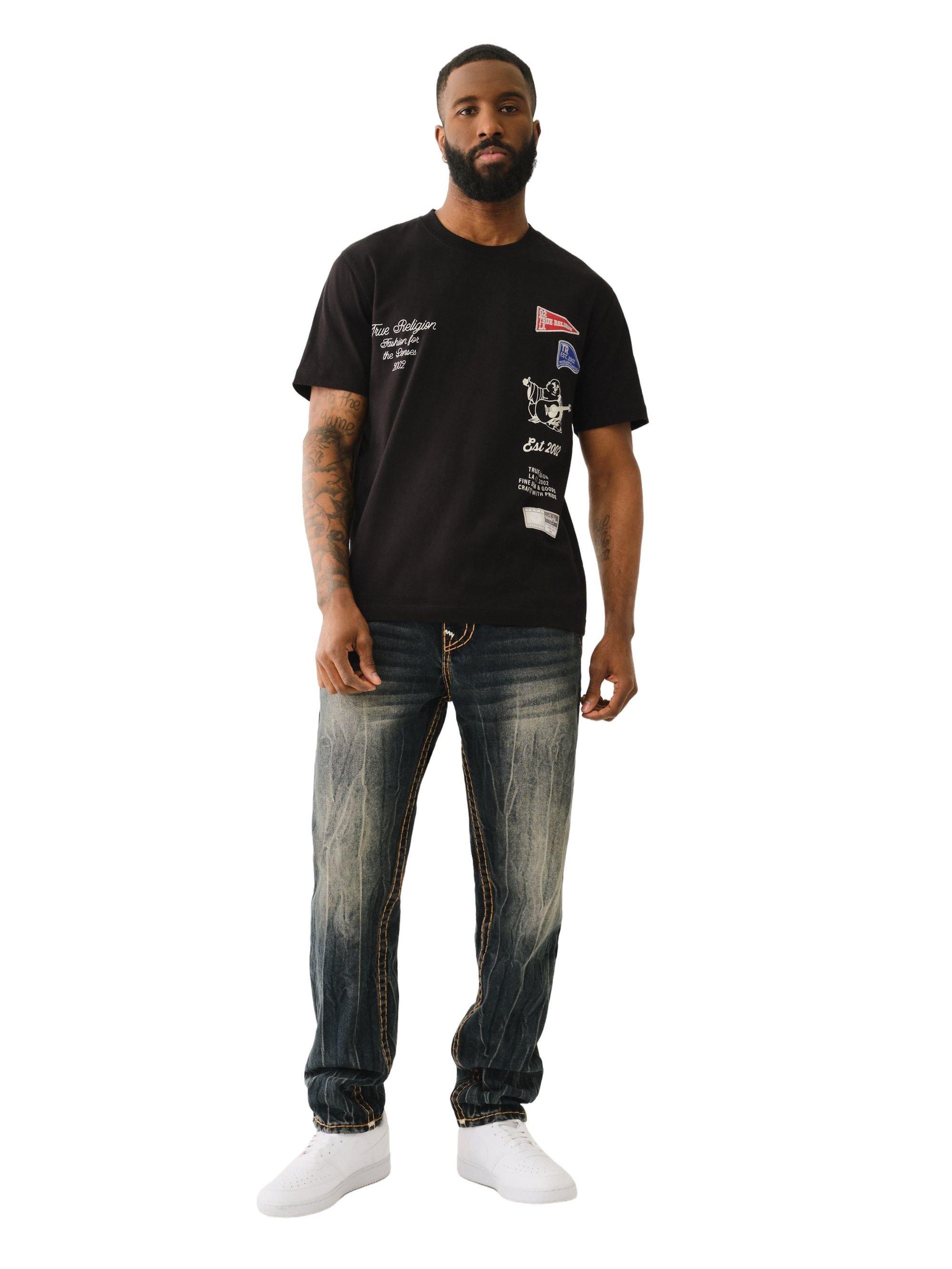 True Religion Men's Uni Logo Tee - Jet Black - BLACK Thumbnail View 5